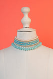 Blue pearl beaded handcrafted choker.