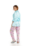 Blue Satin Top And Printed Pants Nightwear Sets