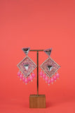 Pink kundan beaded earrings