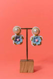 Blue flower handcrafted earrings