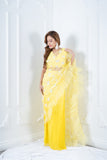 Yellow butterfly drapped saree