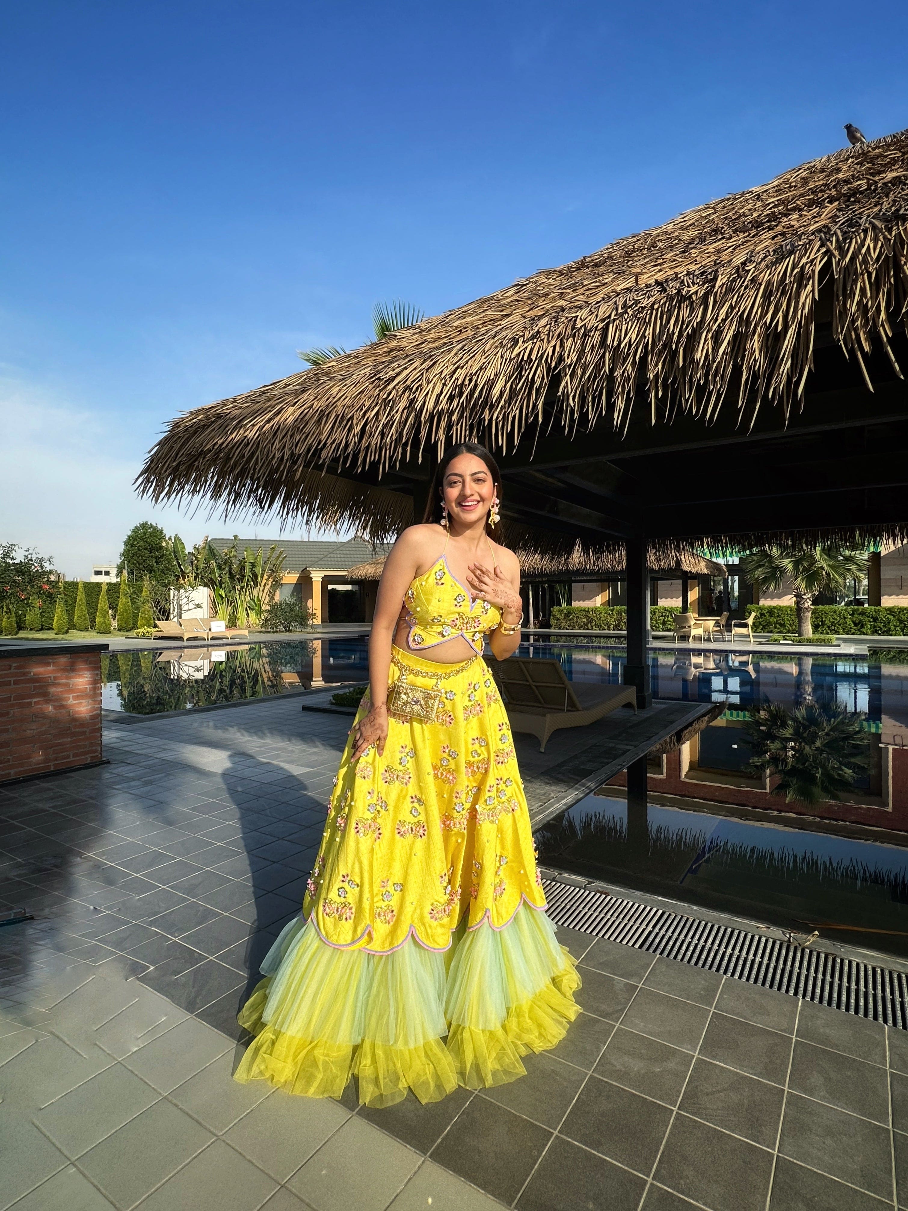 Yellow Butterfly Lehenga Set