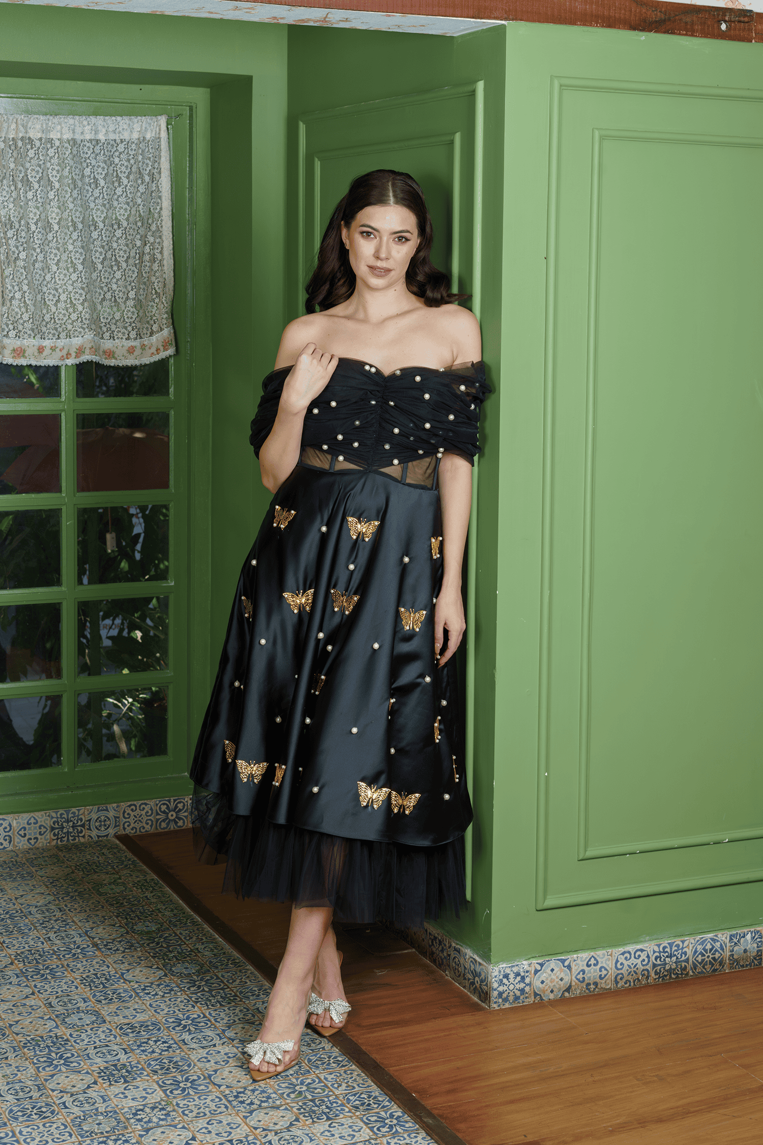 Midnight Siren: Black Corset Dress