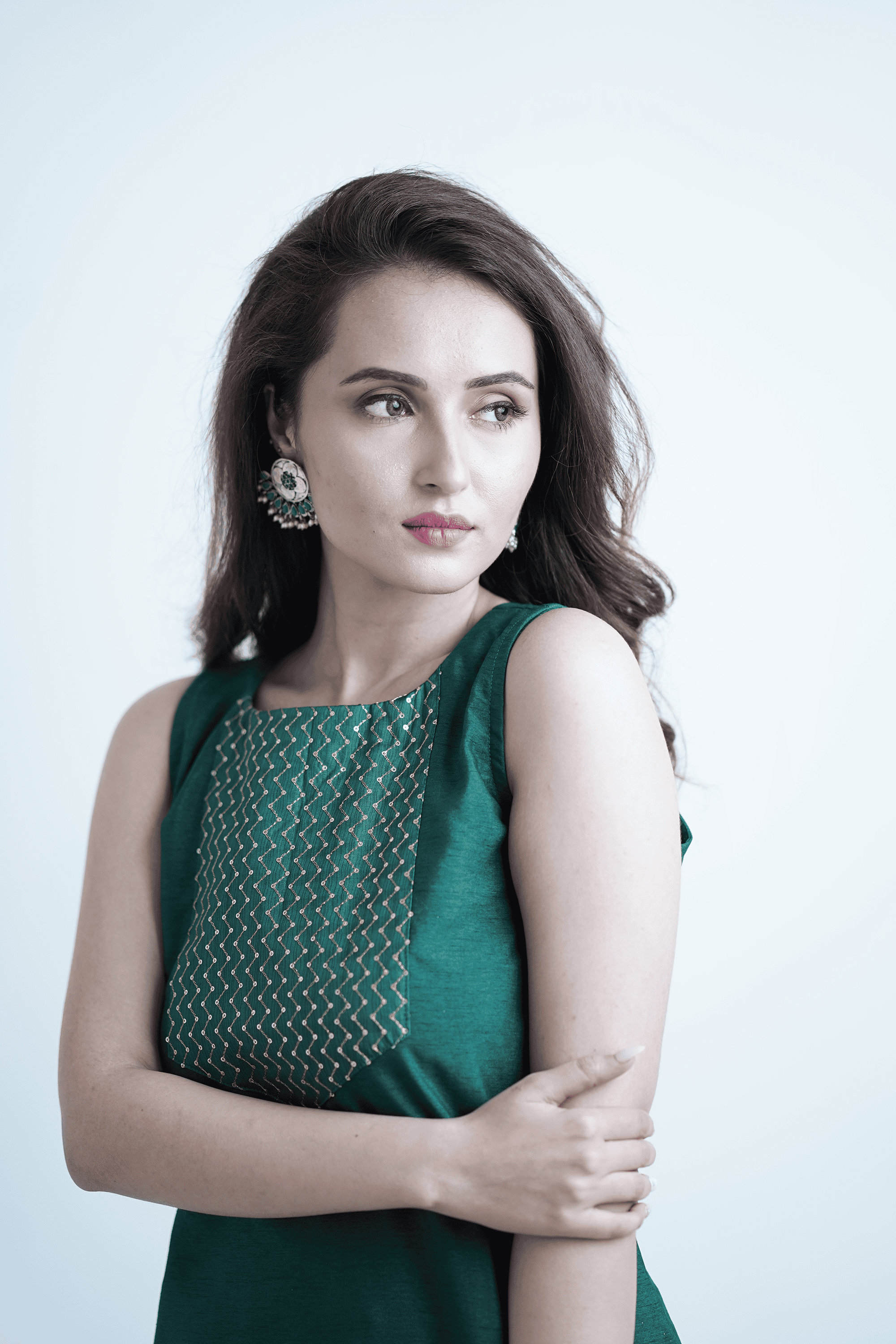 Bottle green kurta with pants