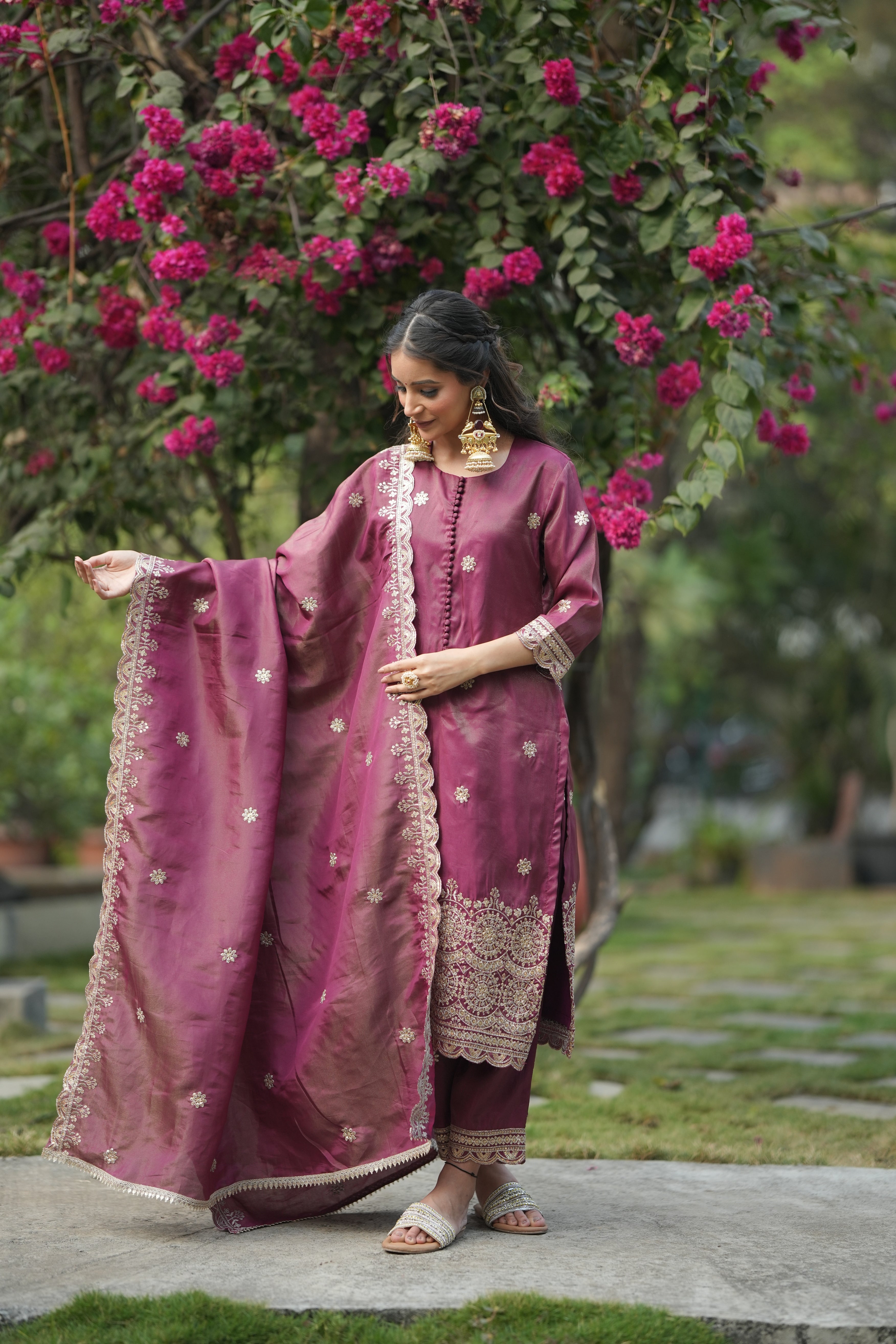 Regal Maroon Sitara Kurta Set  Festive Occasion
