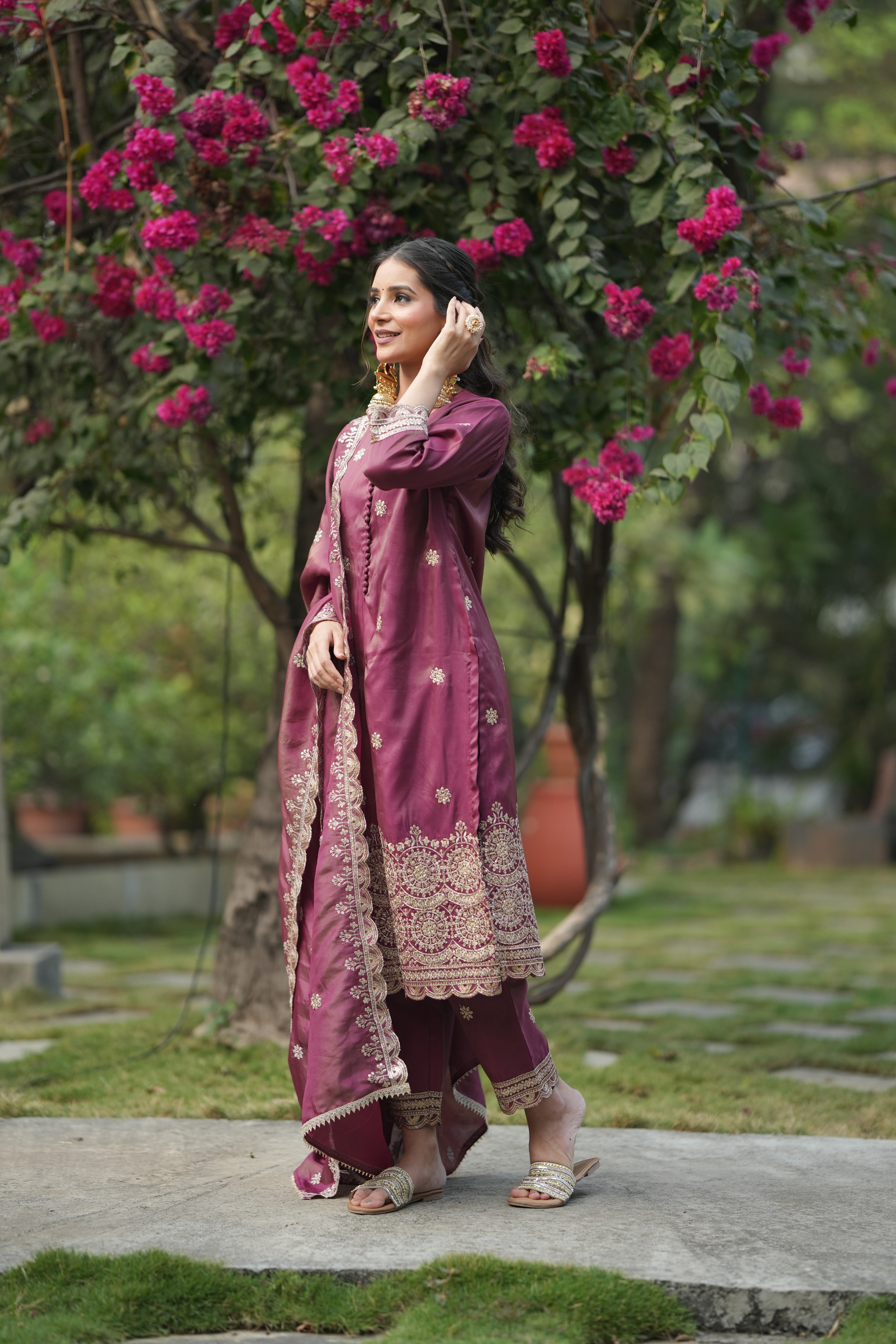Regal Maroon Sitara Kurta Set  Festive Occasion