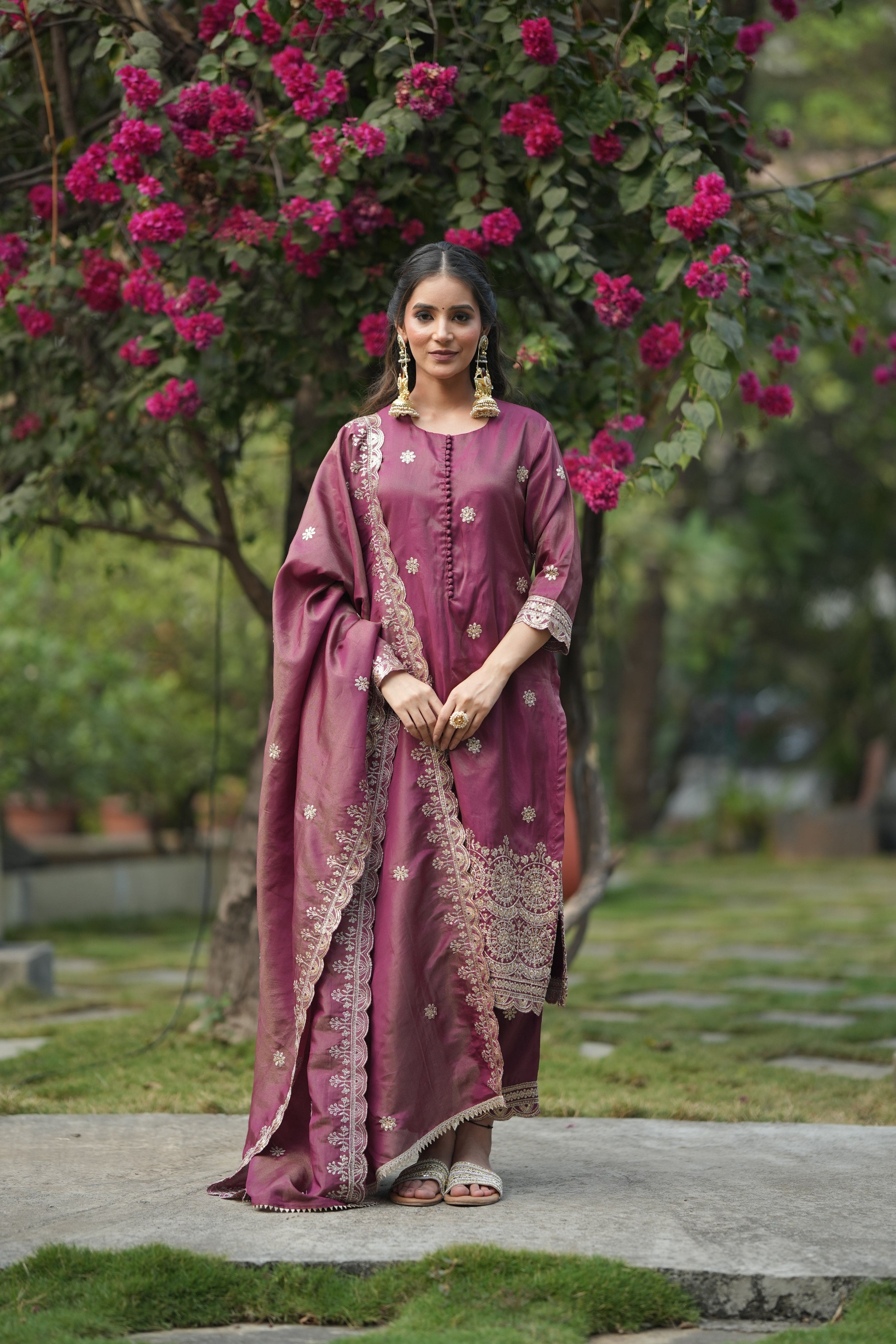 Regal Maroon Sitara Kurta Set  Festive Occasion