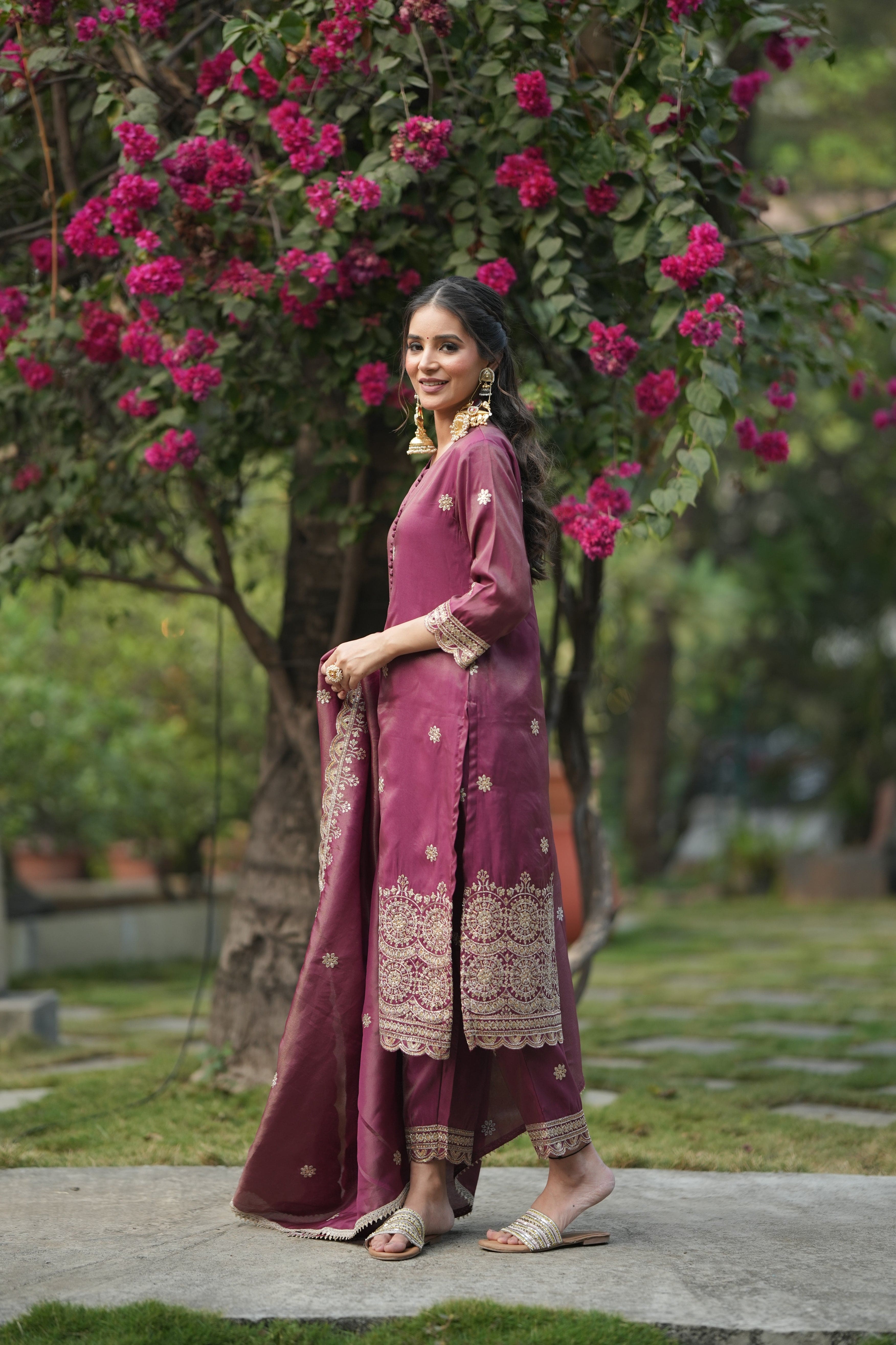 Regal Maroon Sitara Kurta Set  Festive Occasion