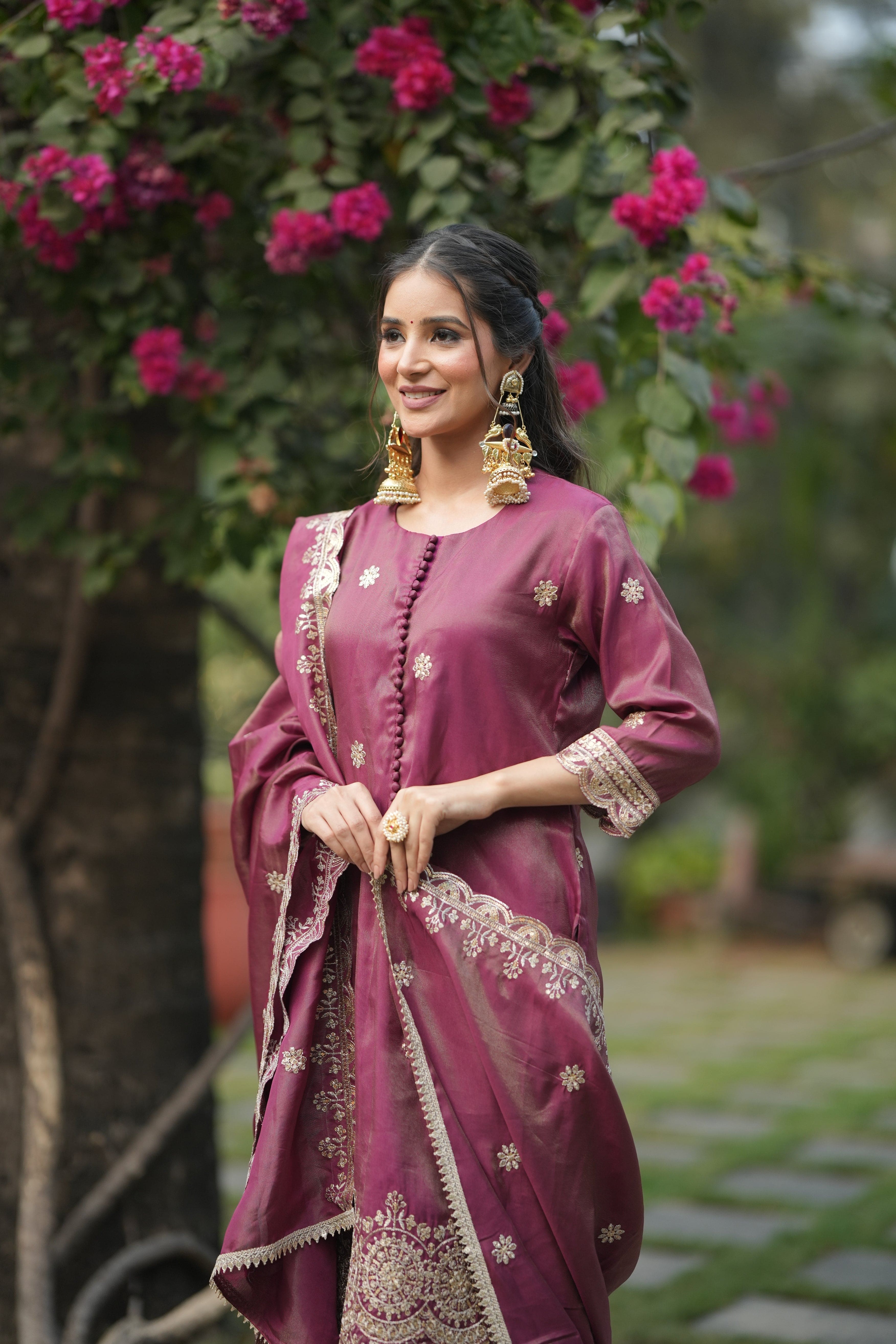 Regal Maroon Sitara Kurta Set  Festive Occasion
