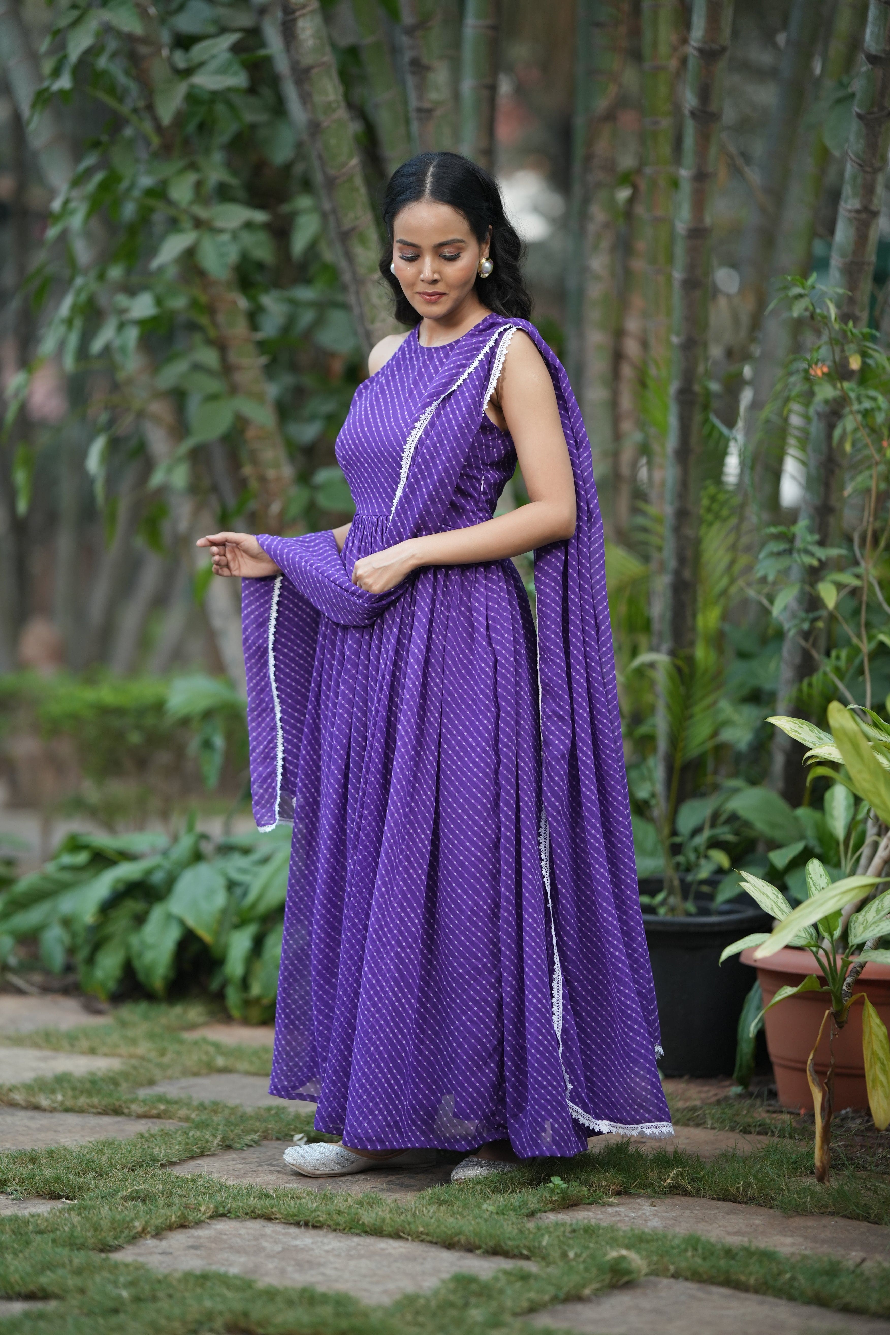 Violet Veils Drape Anarkali
