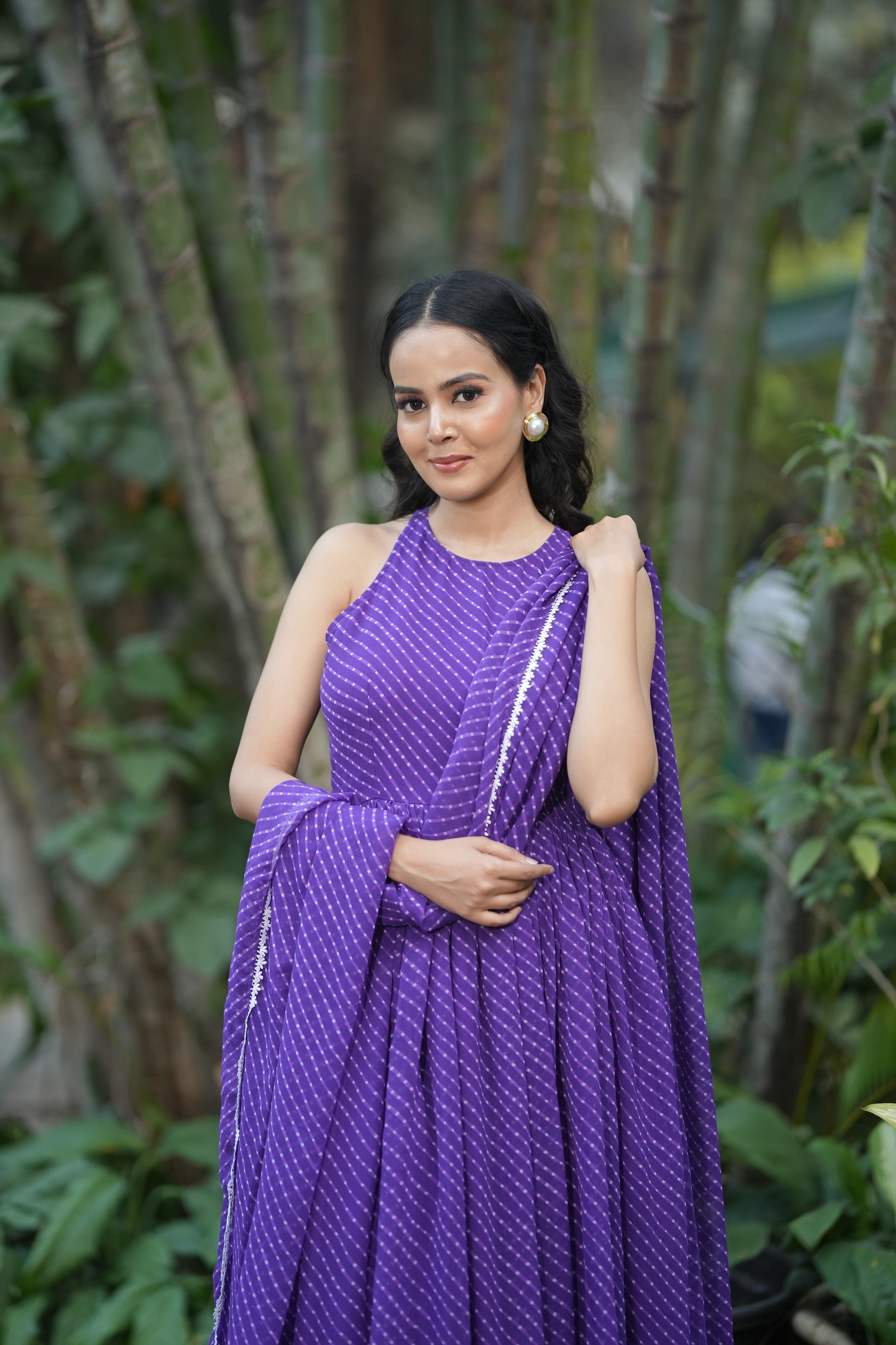 Violet Veils Drape Anarkali