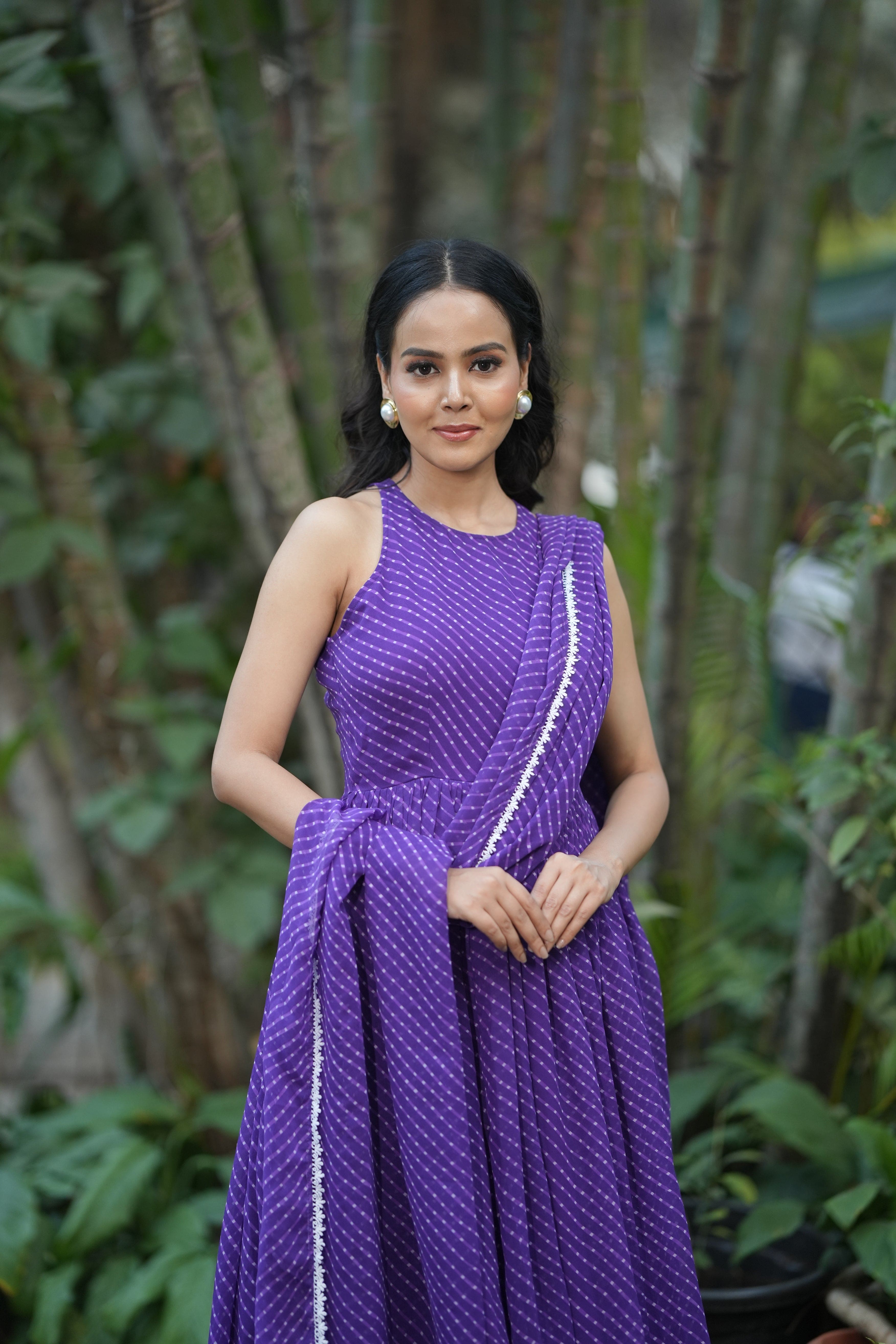 Violet Veils Drape Anarkali