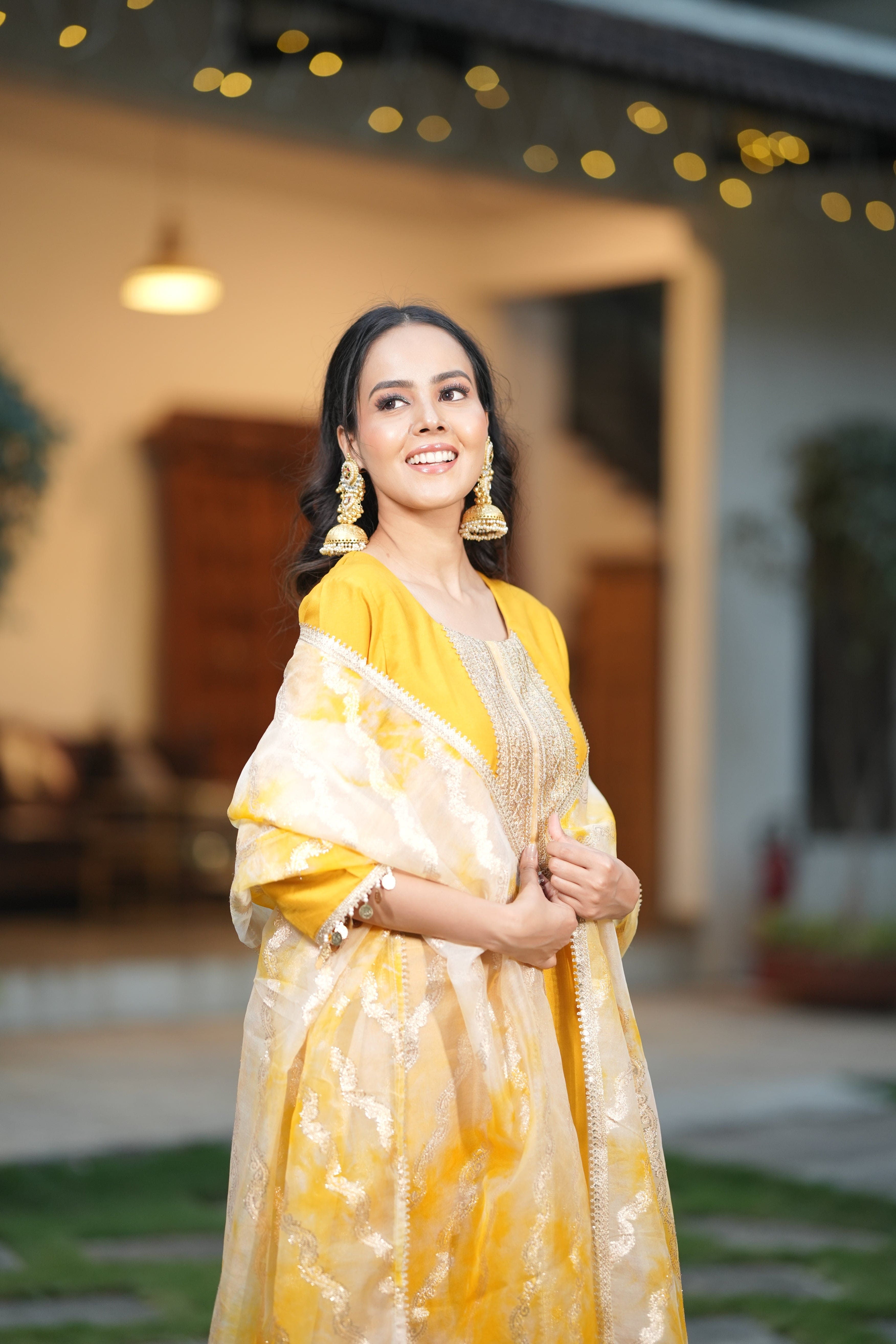 Sunbeam Texture Mustard Kurta Ensemble