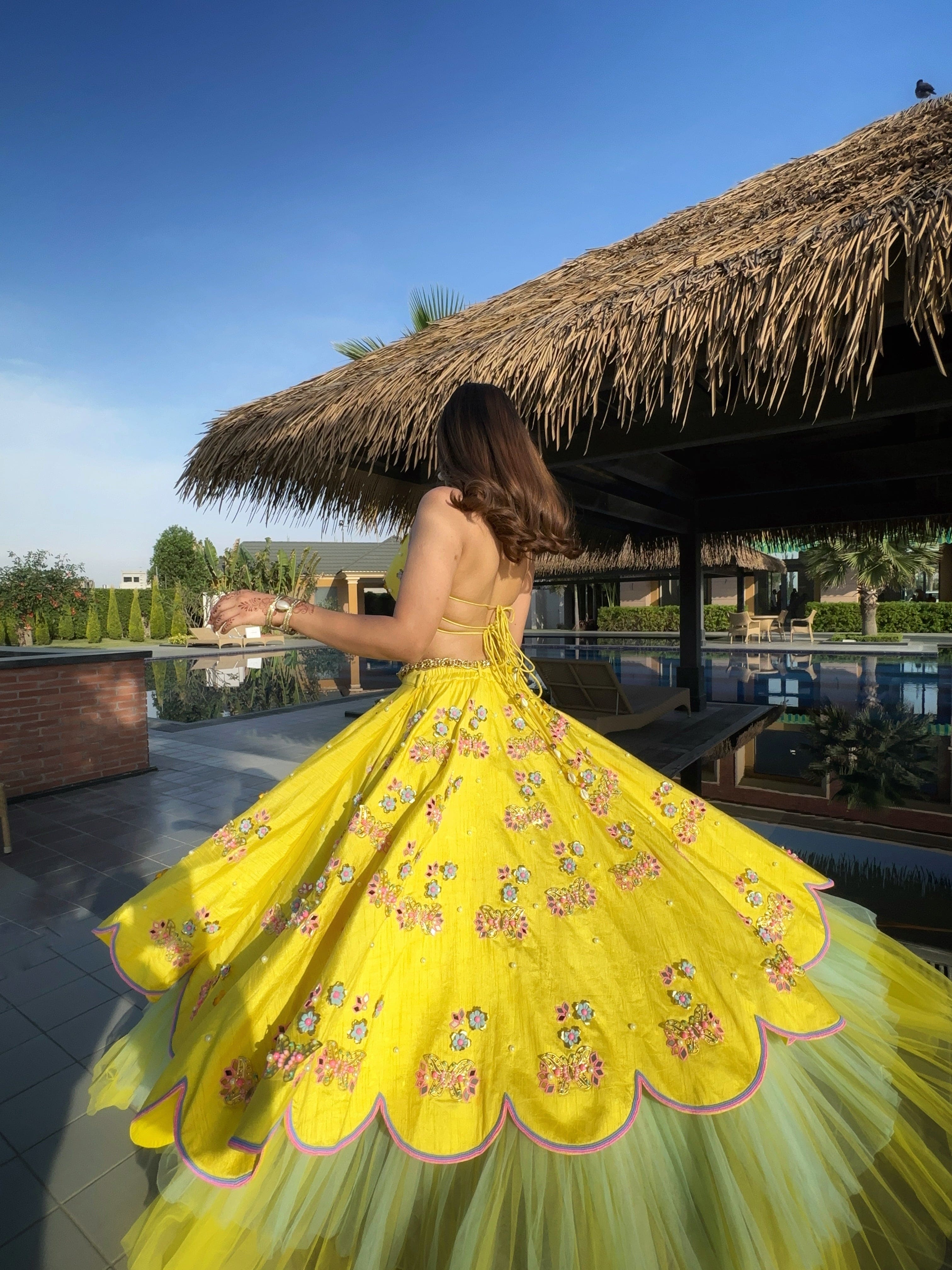 Yellow Butterfly Lehenga Set