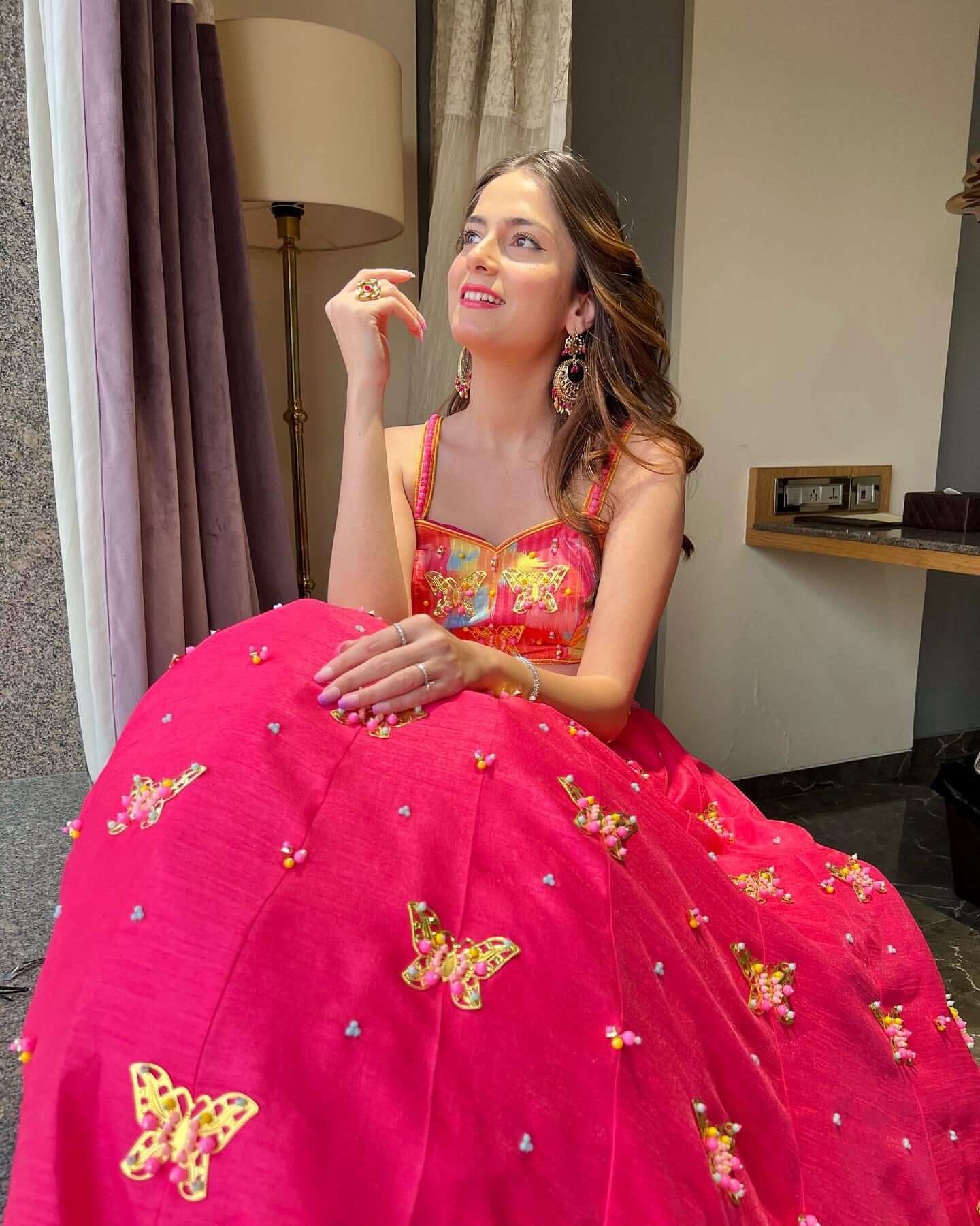 Red Butterfly Embroidered Lehenga Set