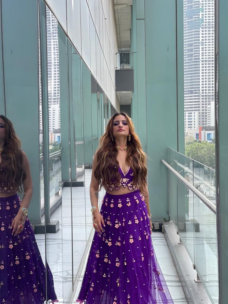 Purple handwork lehenga set