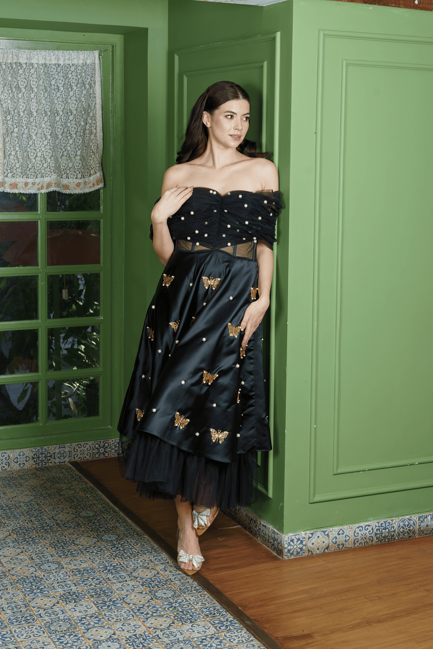 Midnight Siren: Black Corset Dress