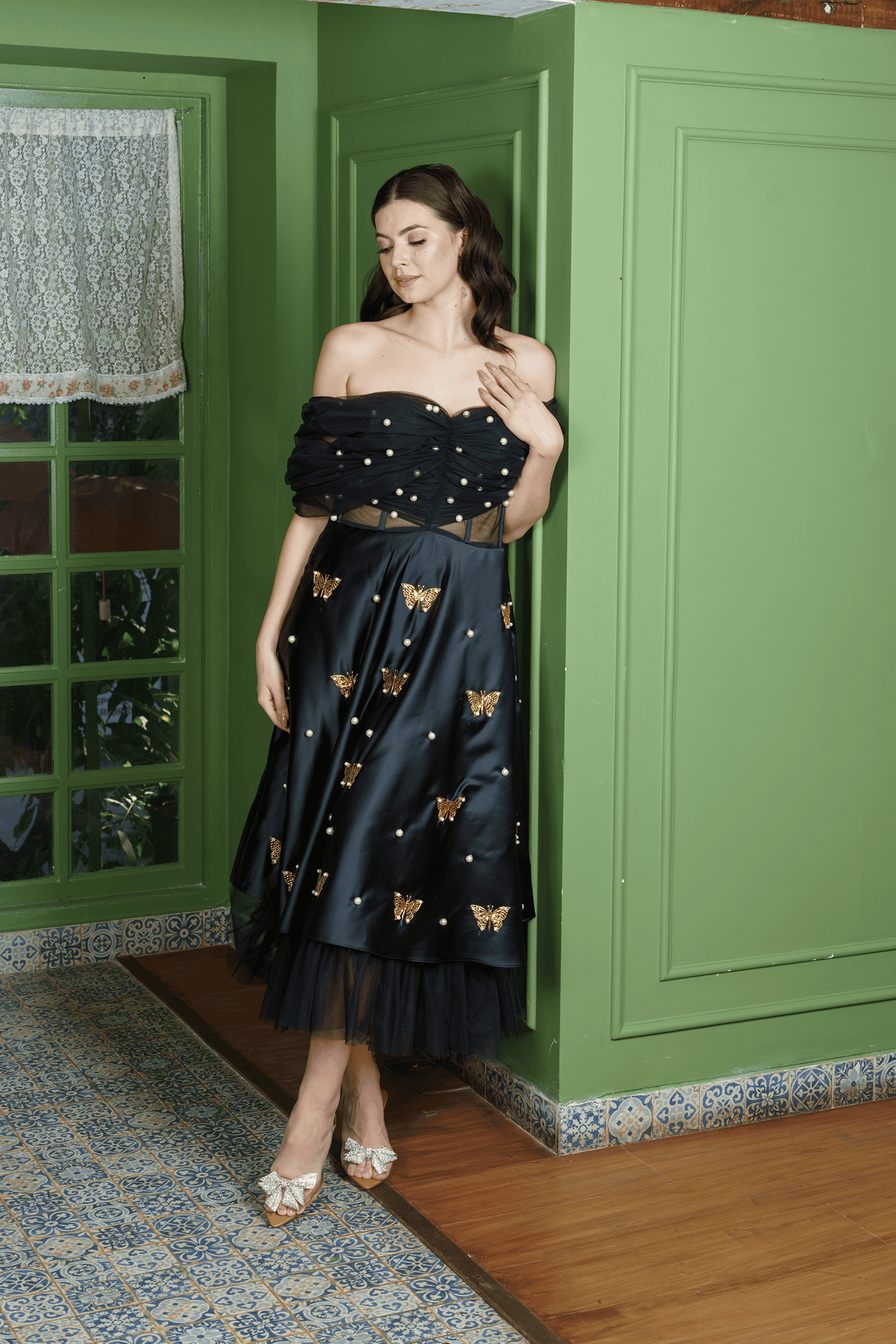 Midnight Siren: Black Corset Dress