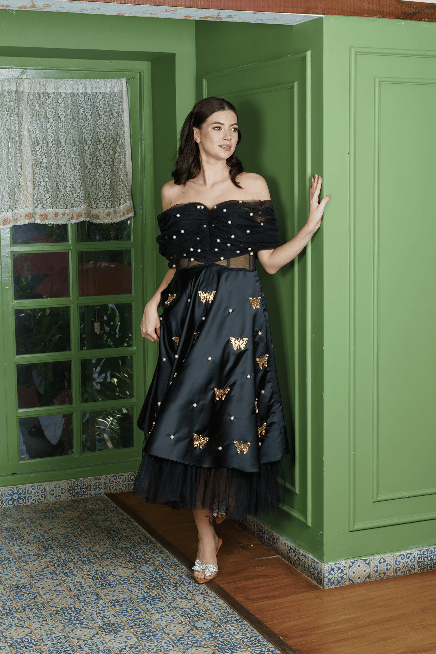 Midnight Siren: Black Corset Dress