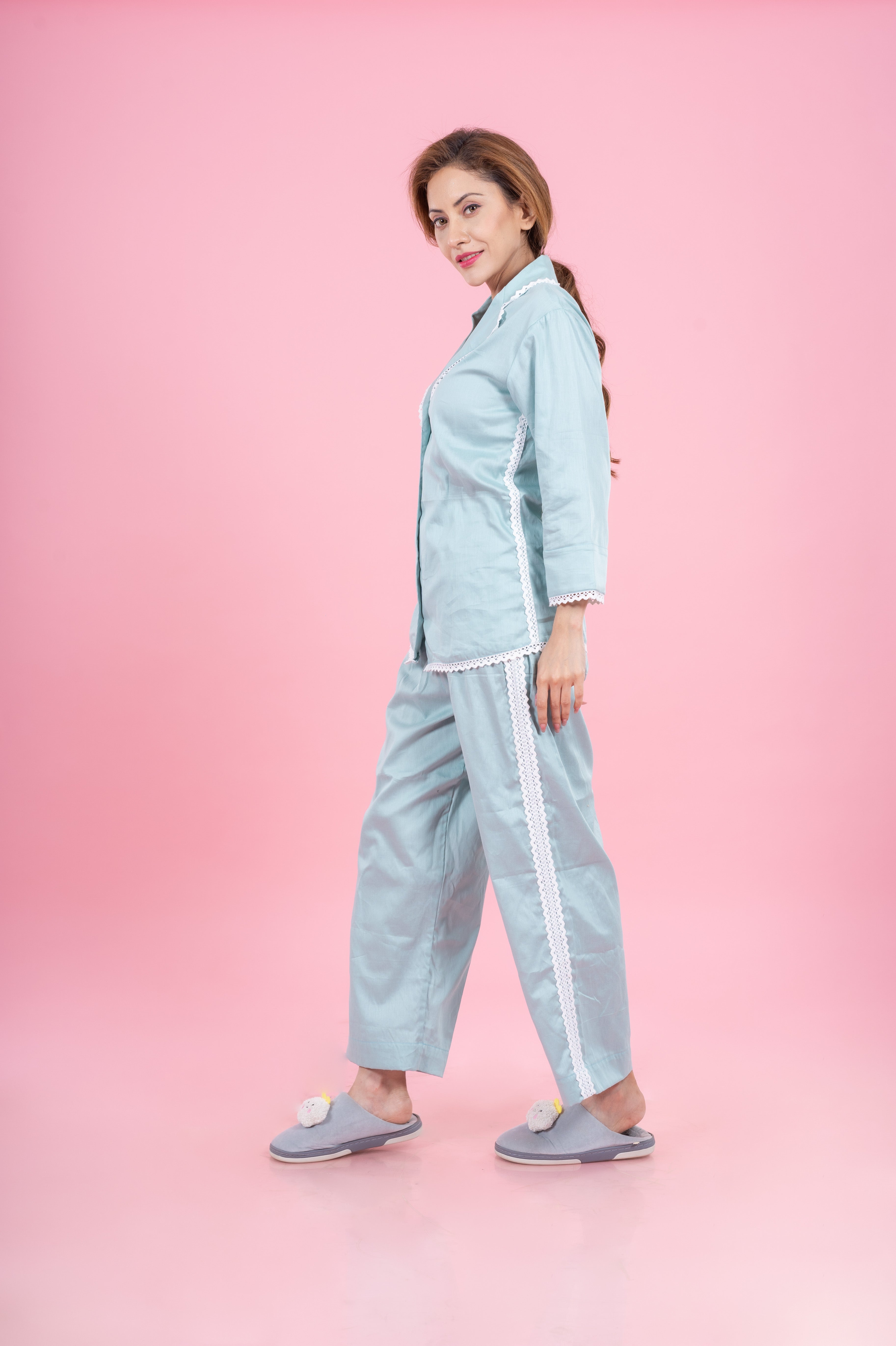 Buy Fleece Baby Pink Winter Night Suit for Women at Secret Wish | 495345