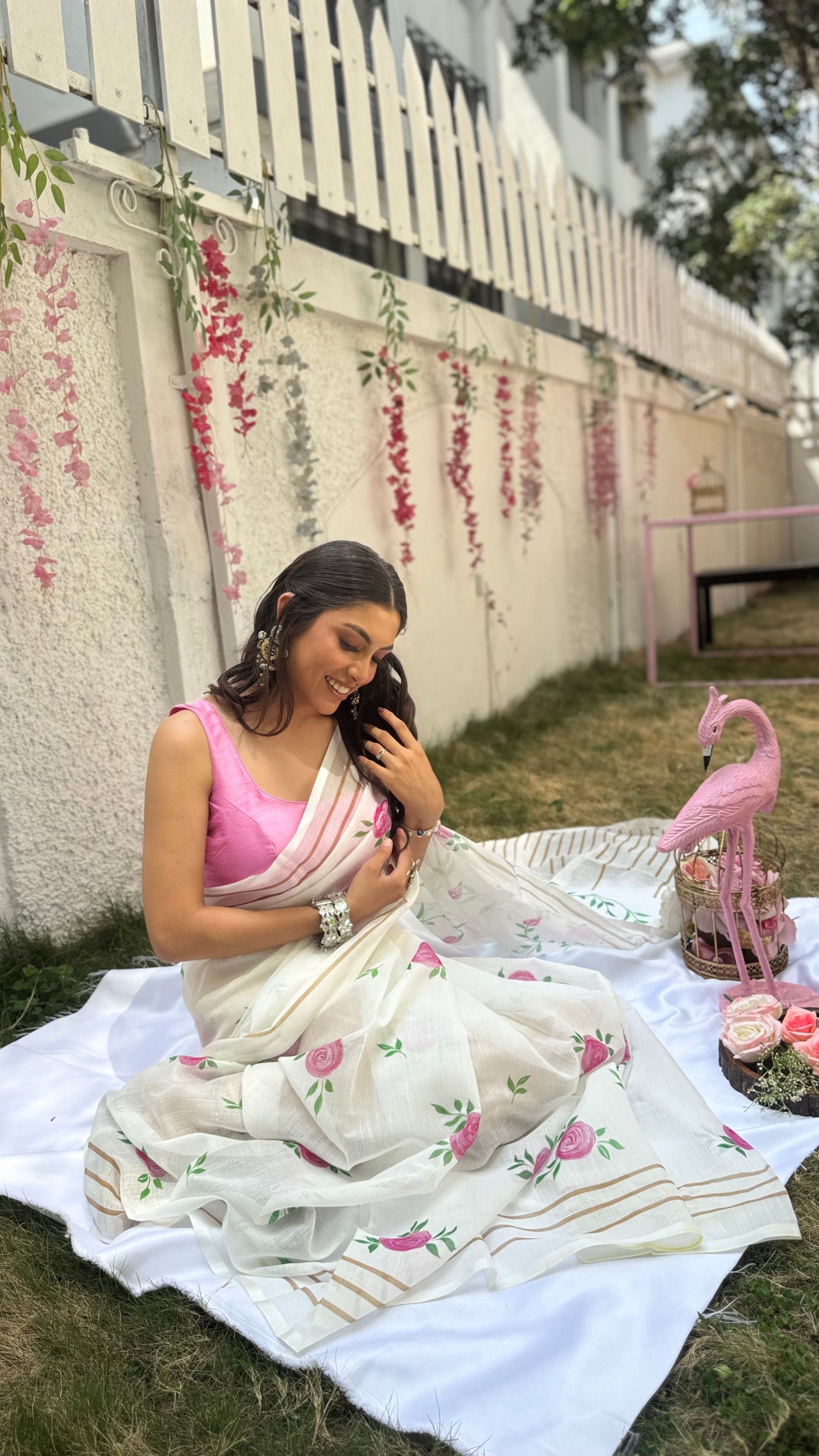 Floral Fresh Bloom Print Designer Cotton Saree