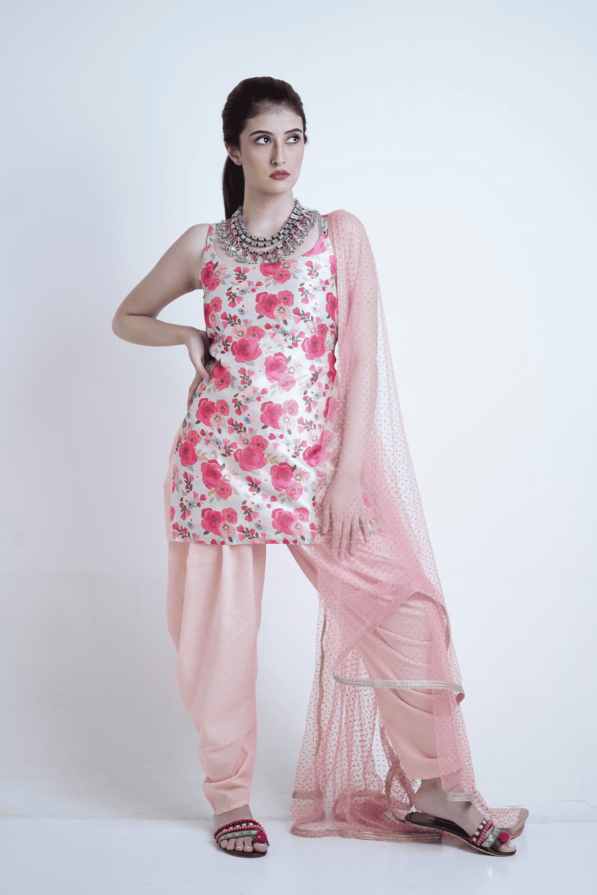 Blush Rose Luxe Pink Sleeveless Kurta Pant Set