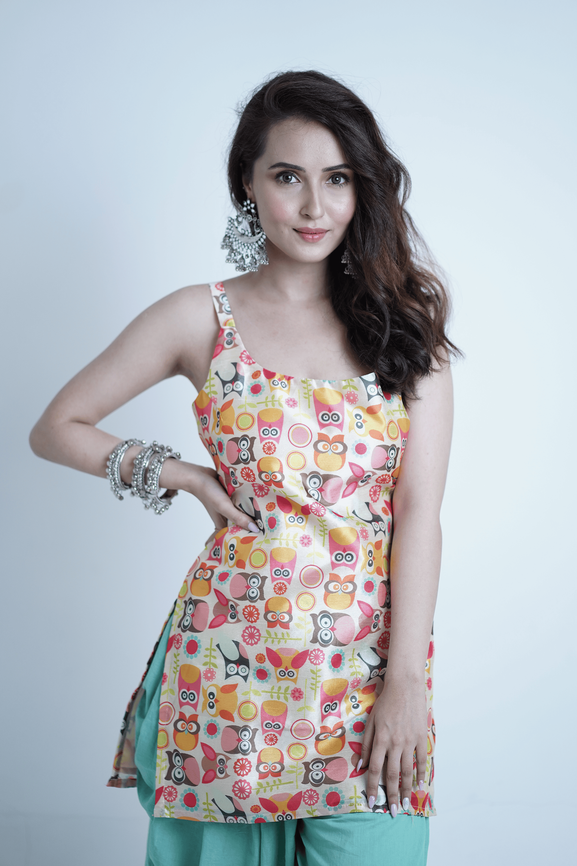 Designer Owl Printed Kurta Set for Women