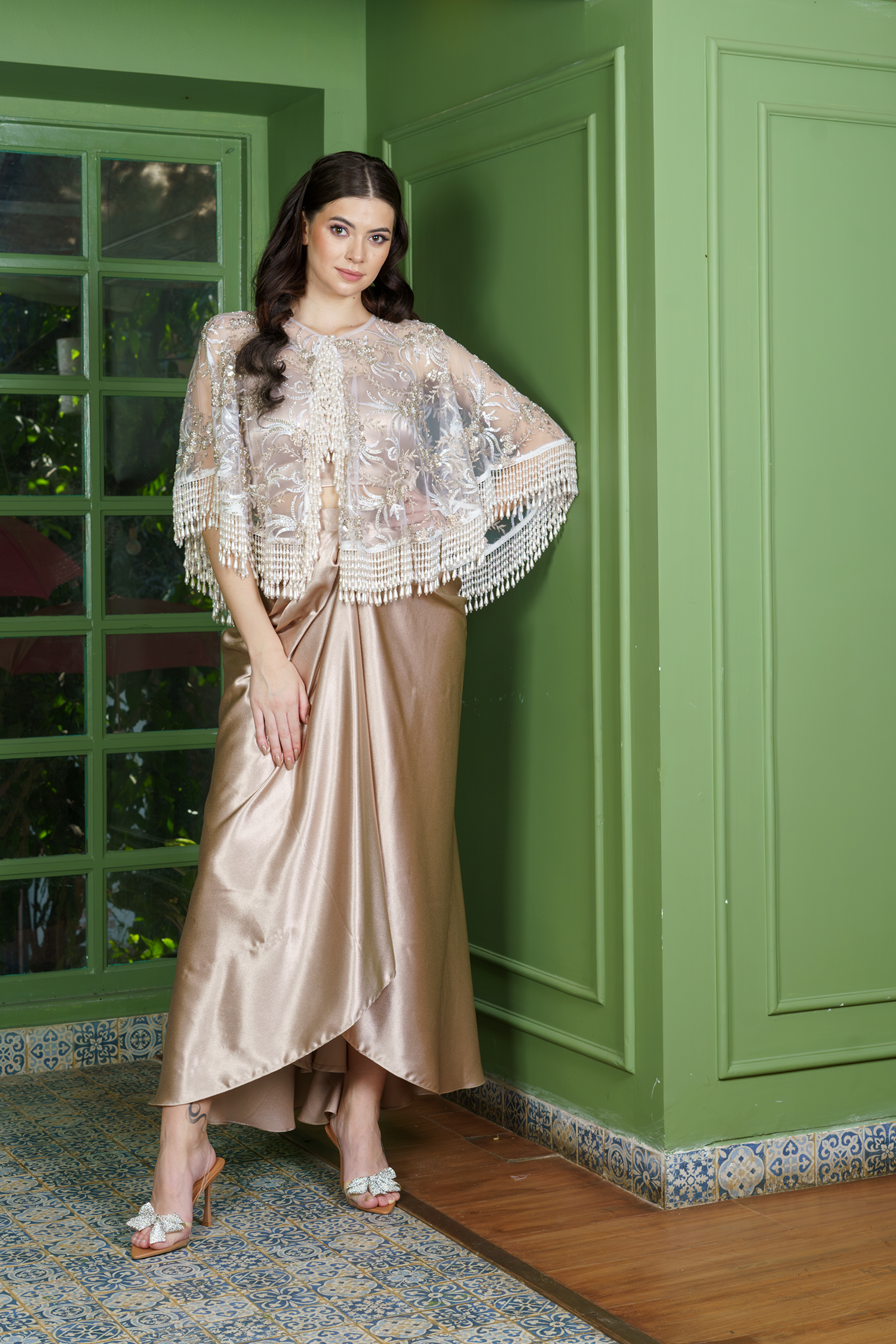 Designer Dhoti Set with Jacket in Dusky Pink