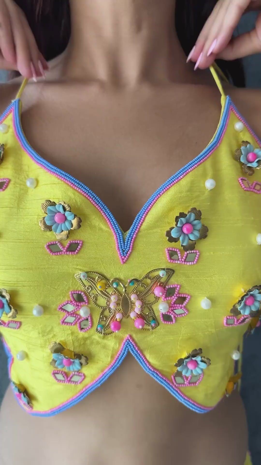 Yellow Butterfly Lehenga Set