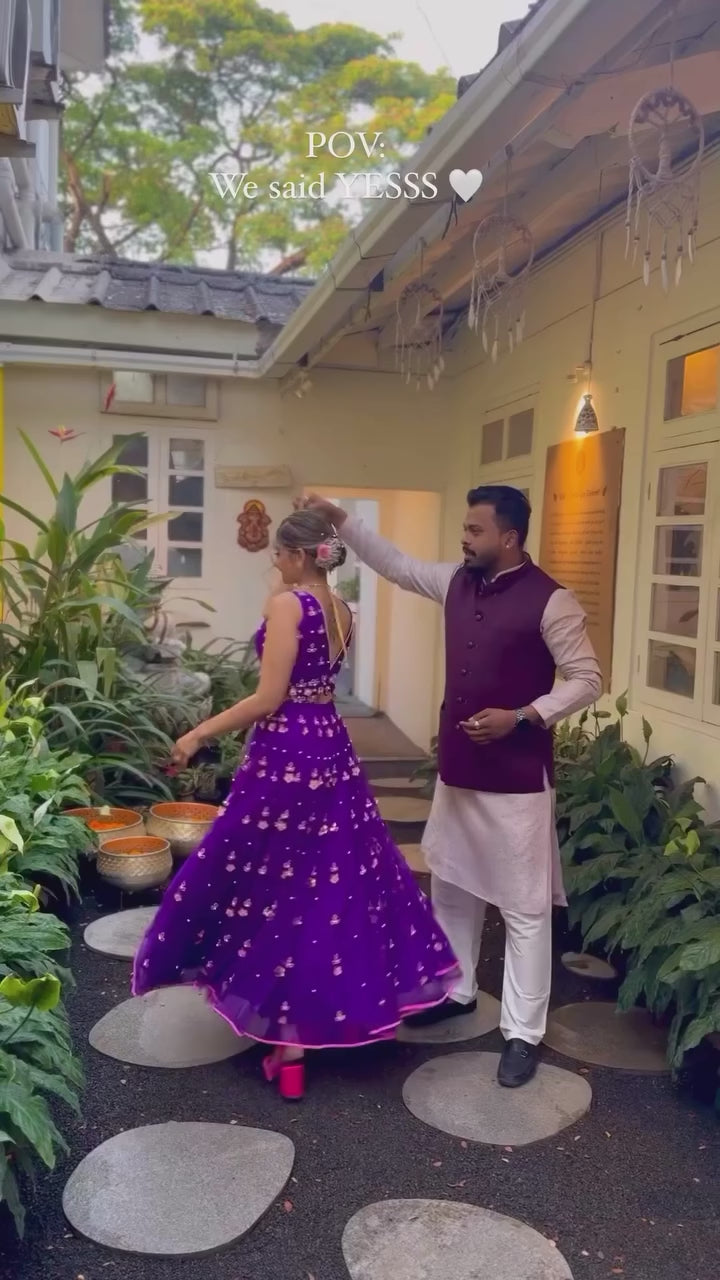 Purple handwork lehenga set