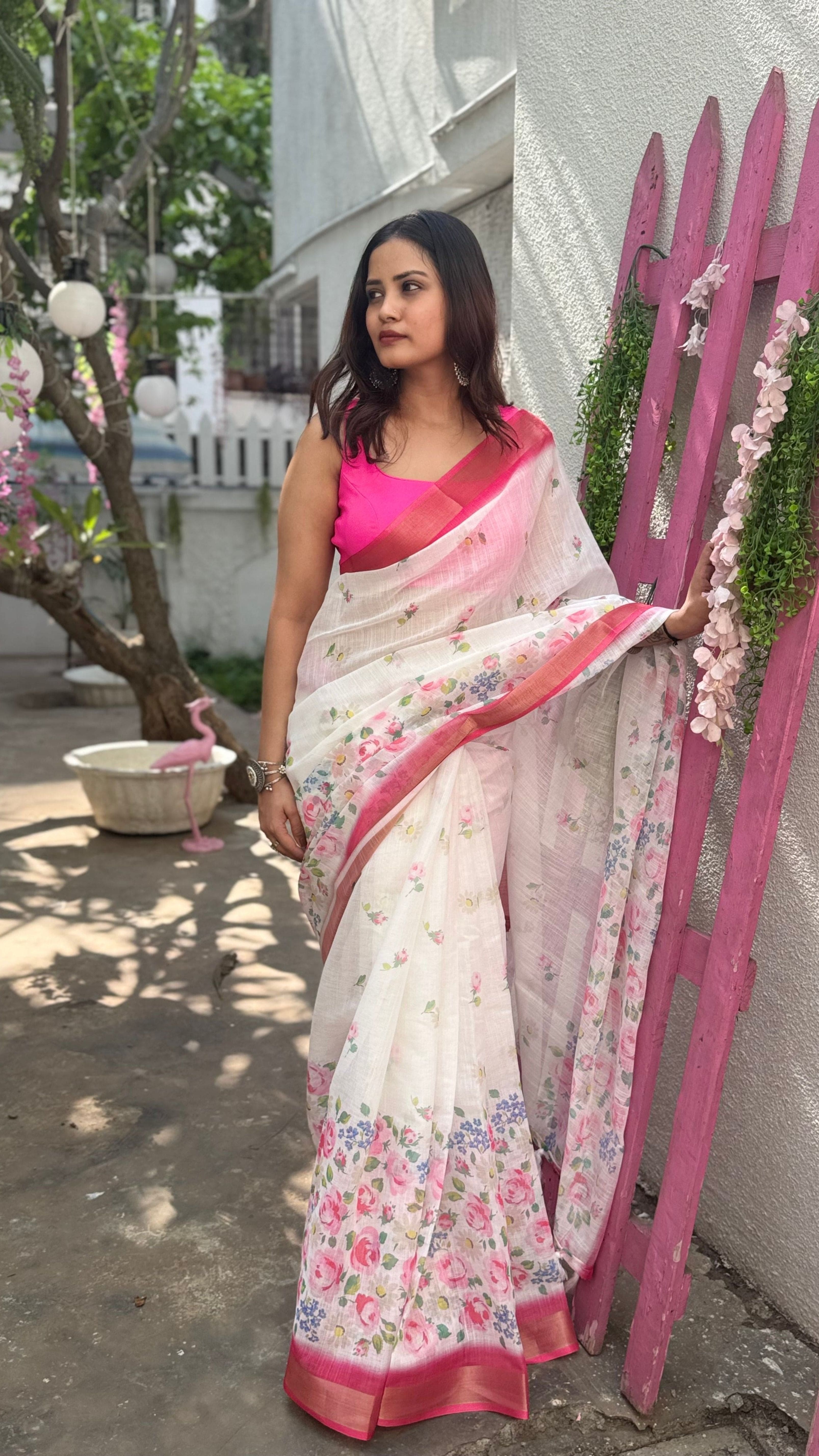 Blushing Bloom Soft Cotton Saree