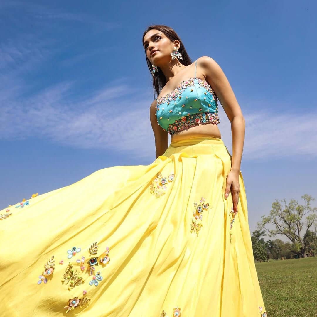 Sunshine Blossom Crop Top Designer Lehenga for Wedding & Festive Events