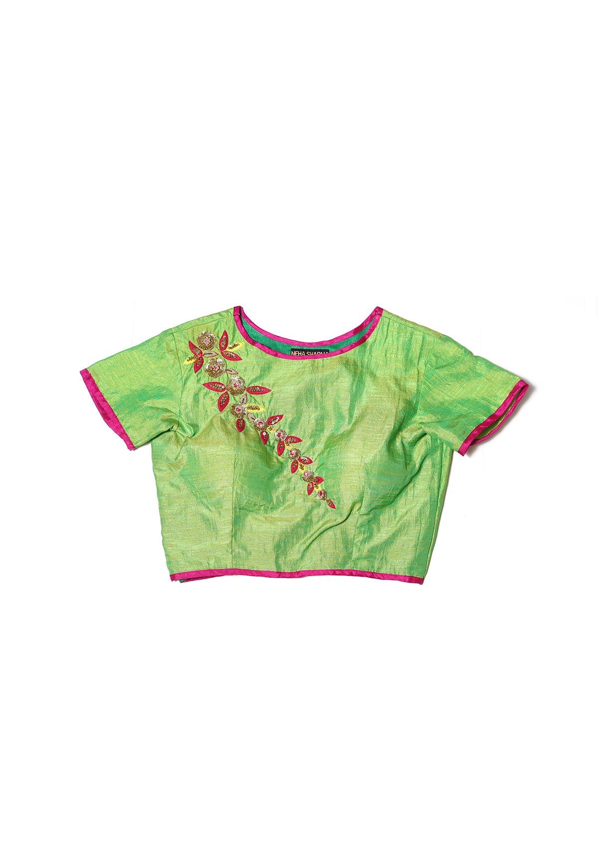 Parrot Green Hand Embroidered Blouse