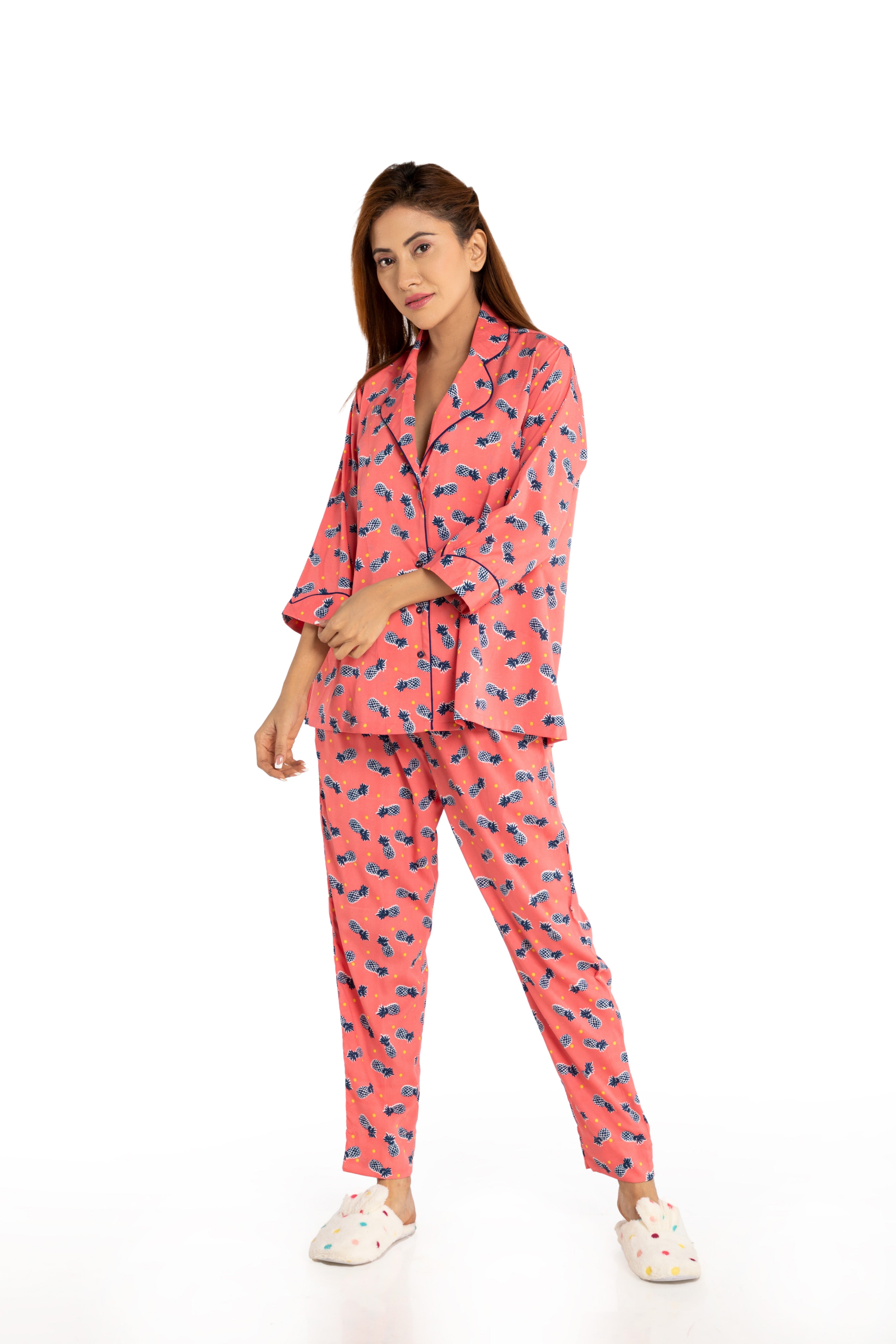 Cute Pineapple Print Nightwear Set