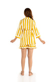 White And Yellow Stripes Overlap Nightwear Set