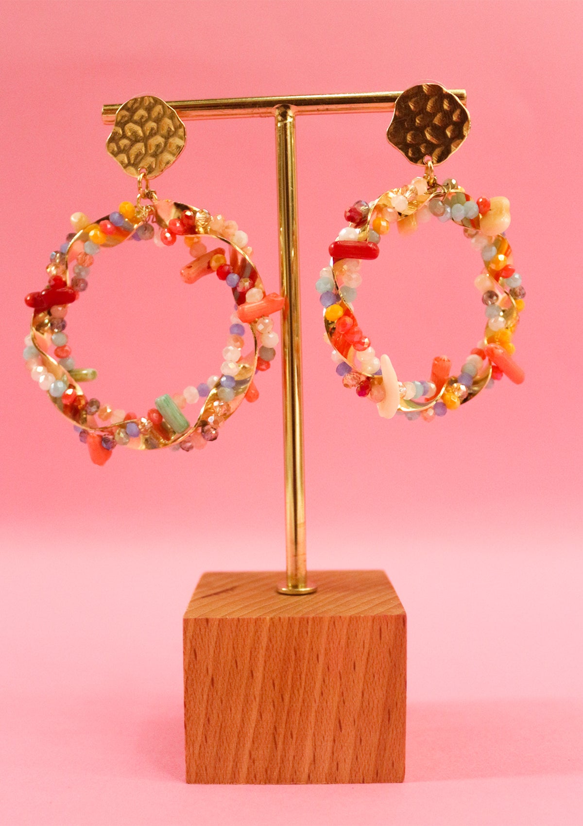 Multicolored donut earrings