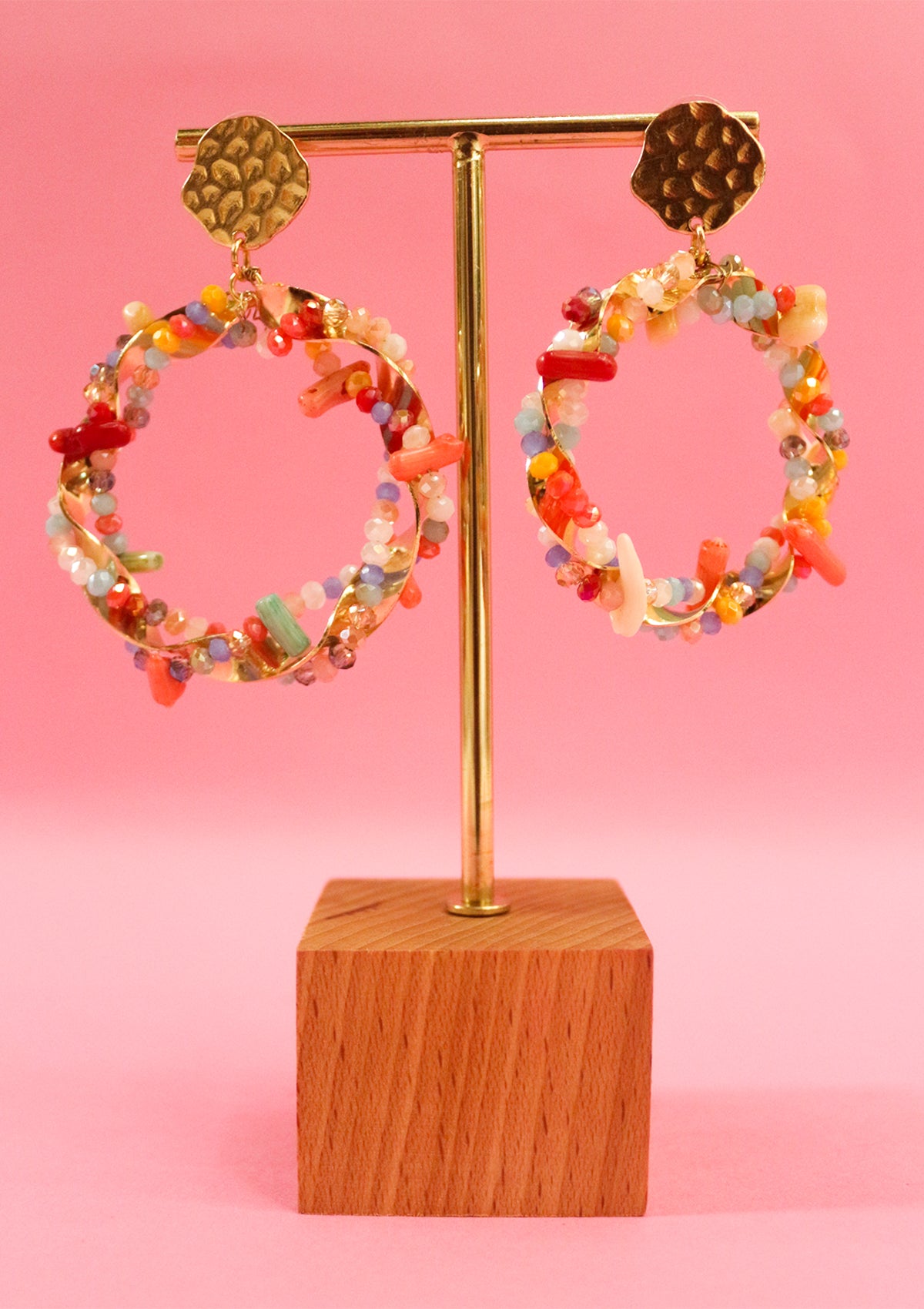 Multicolored donut earrings