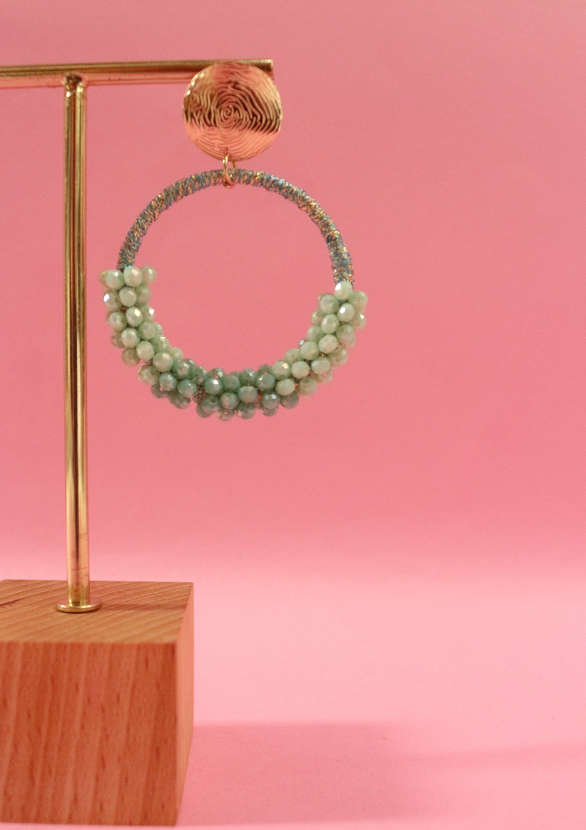 Beaded hoop coin earrings