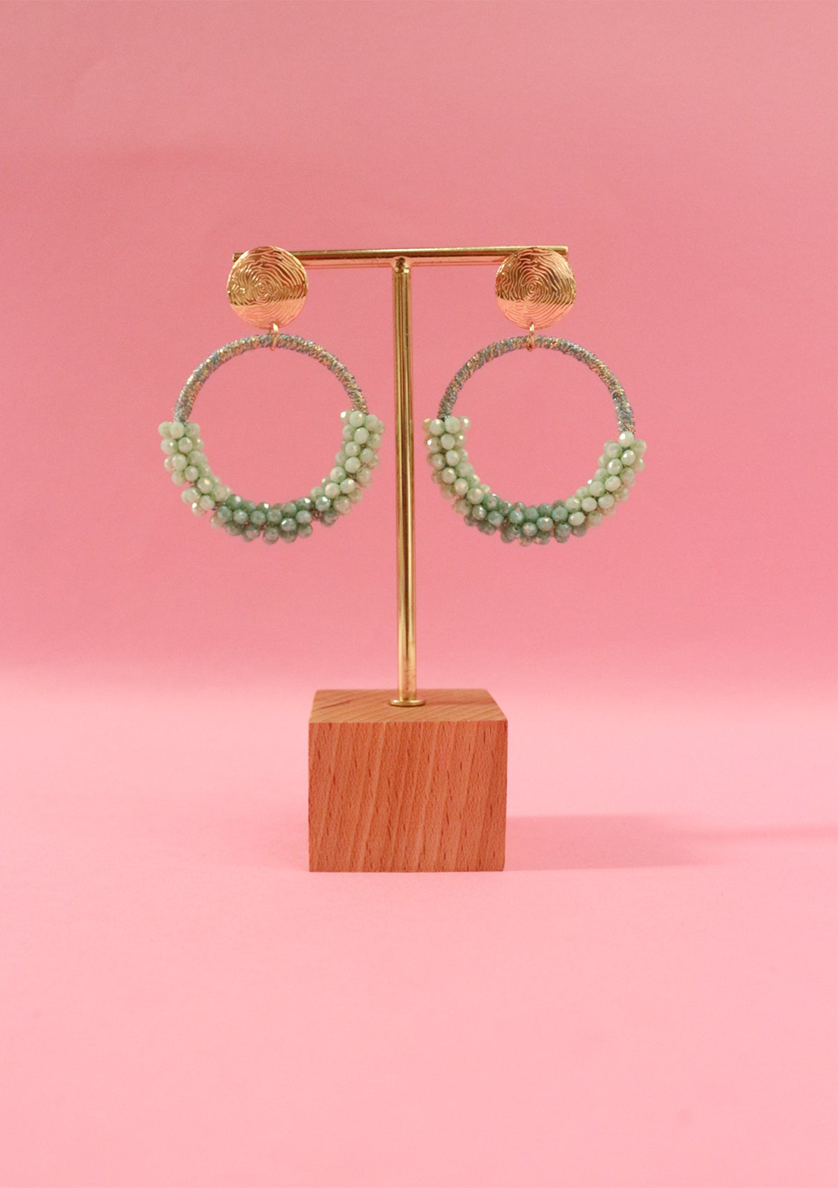 Beaded hoop coin earrings