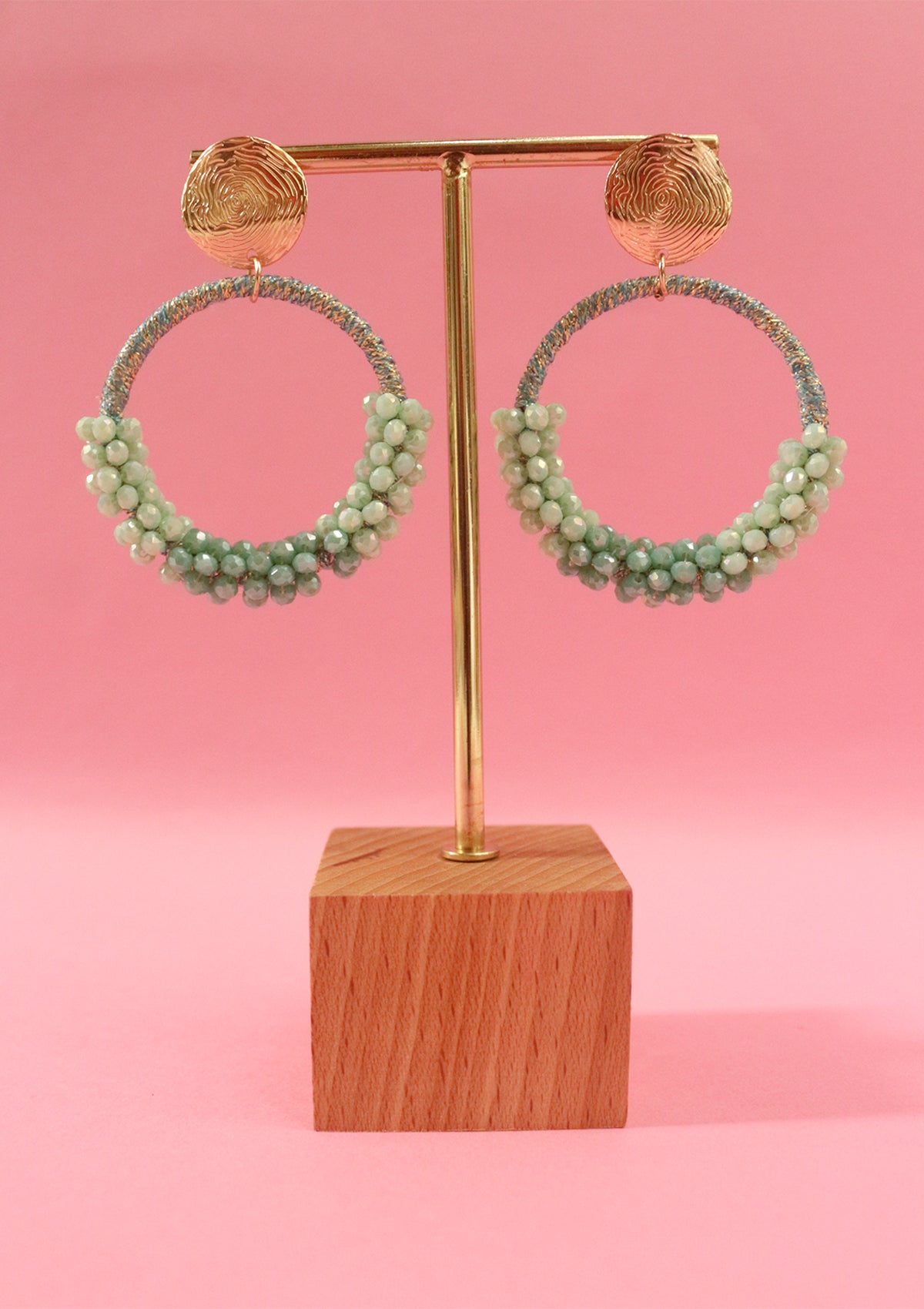 Beaded hoop coin earrings
