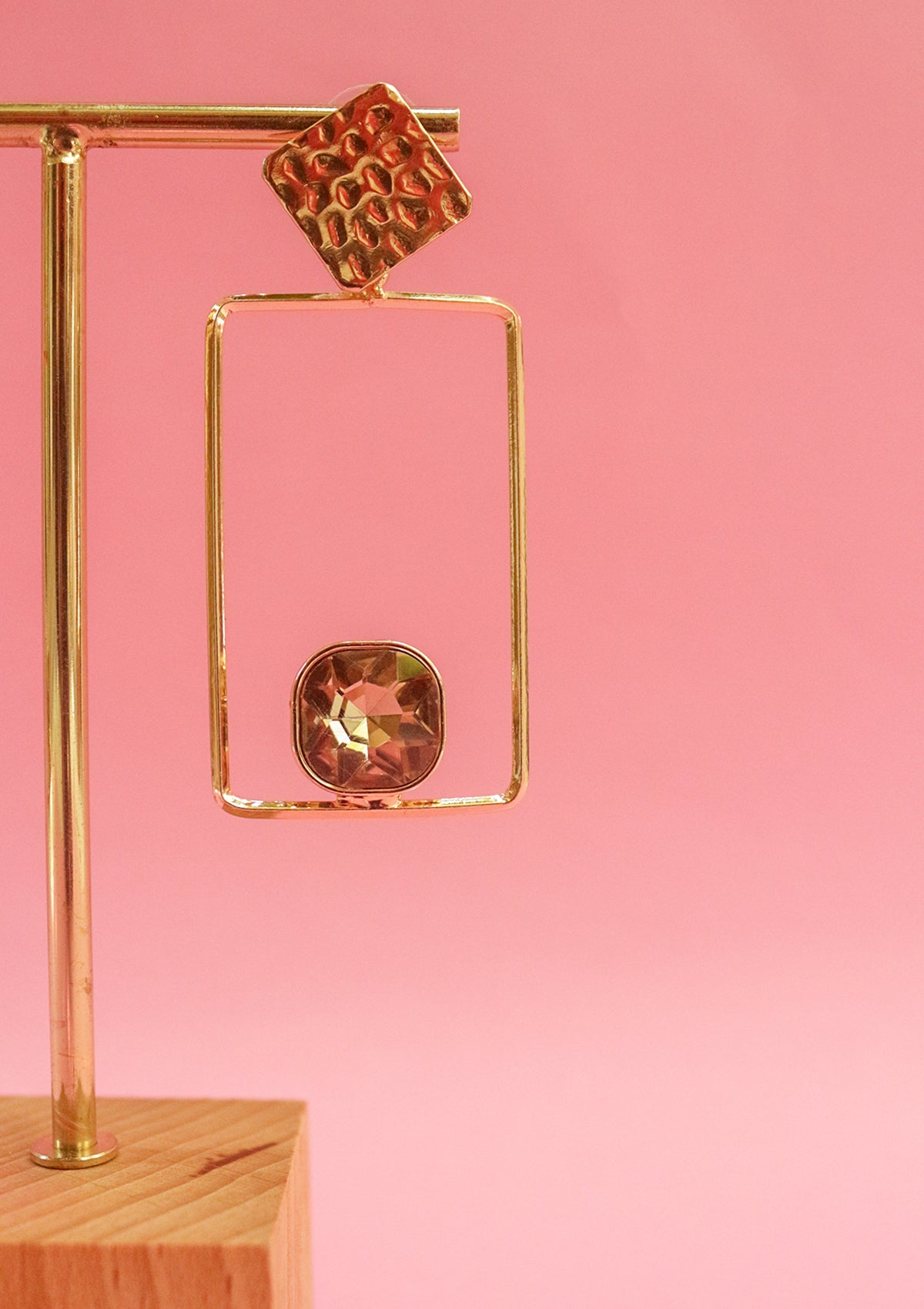 Geometric dangle crystal earrings