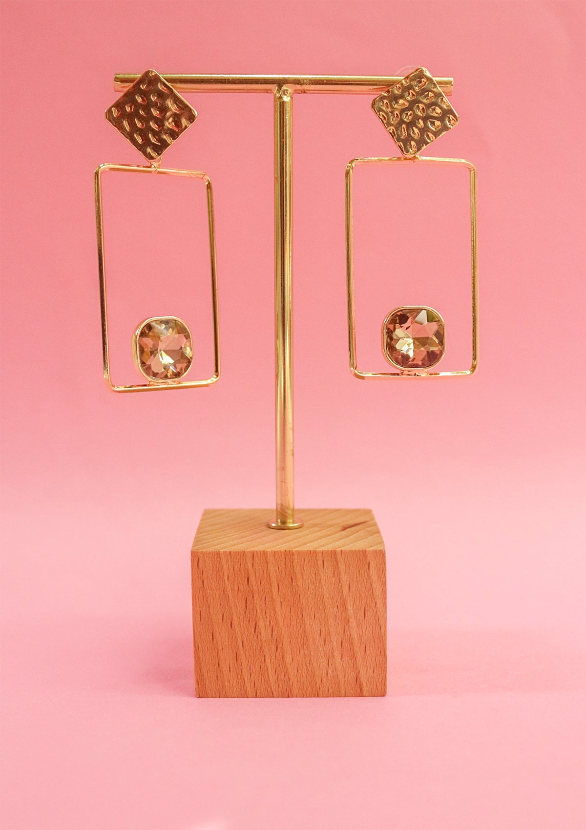 Geometric dangle crystal earrings