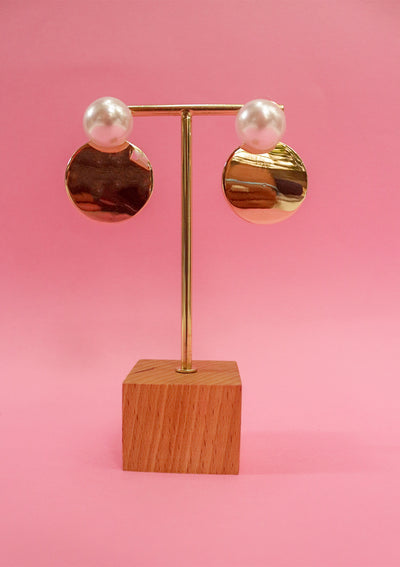 Coin & pearl drop earrings