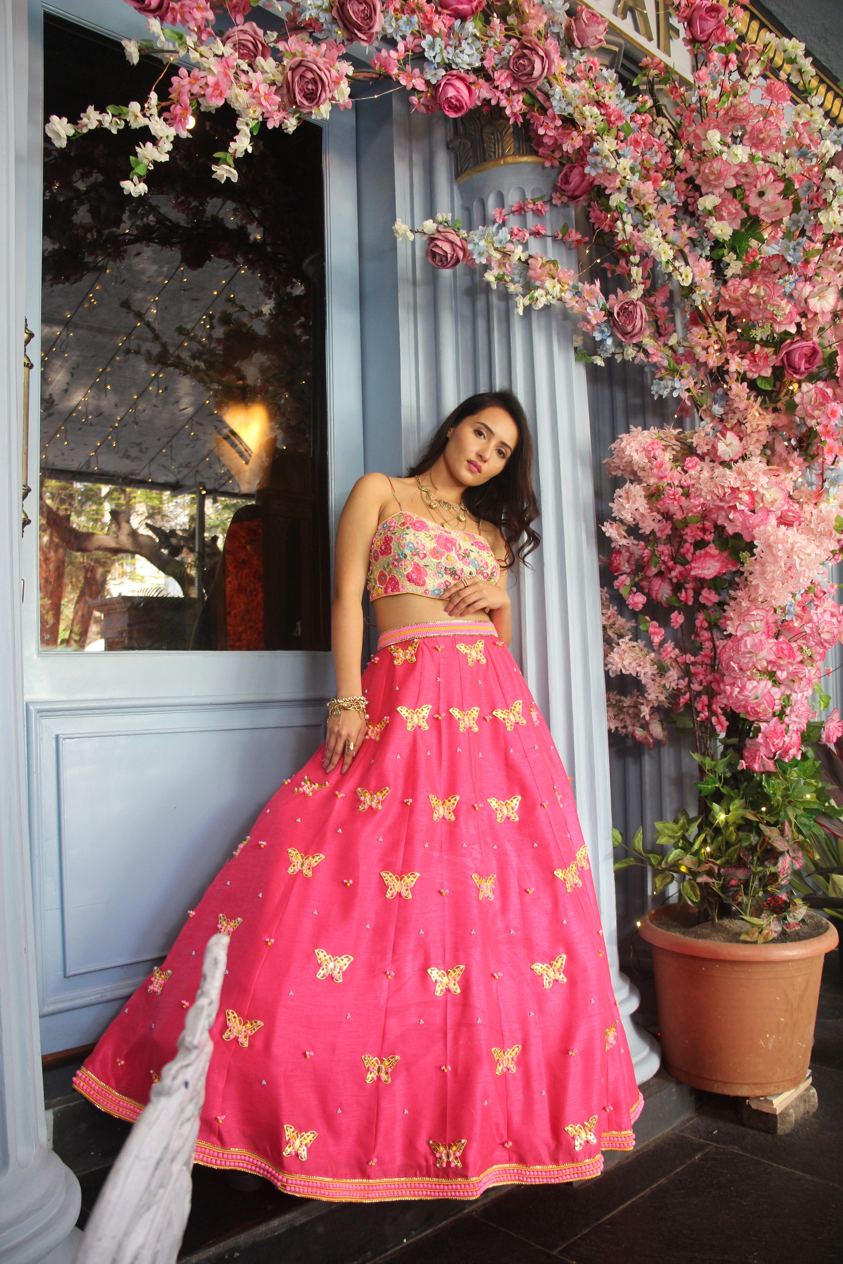 Elegant Pink Lehenga Set - Hand Embroidered for Weddings
