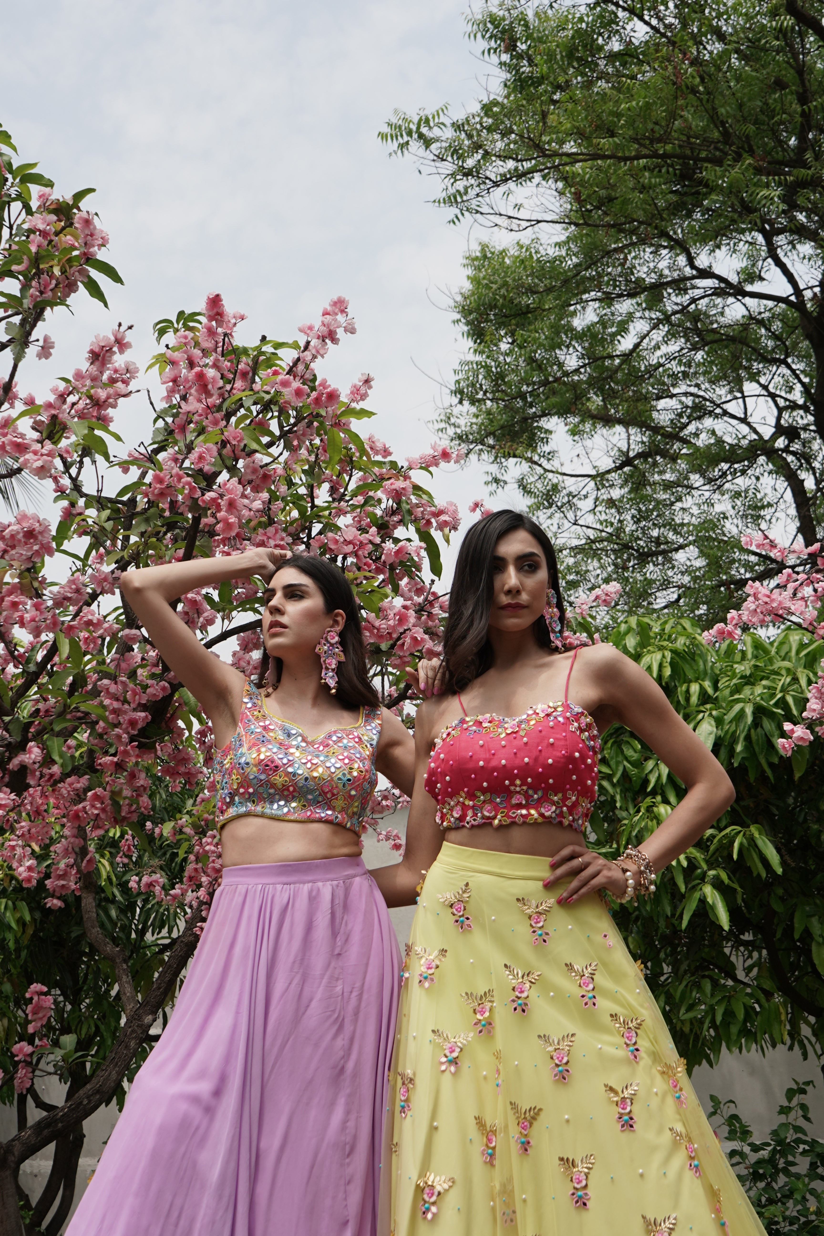 Lilac Lehenga And Mirror Blouse Set