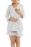 White And Black Polka Dot Overlap Short Nightwear Set