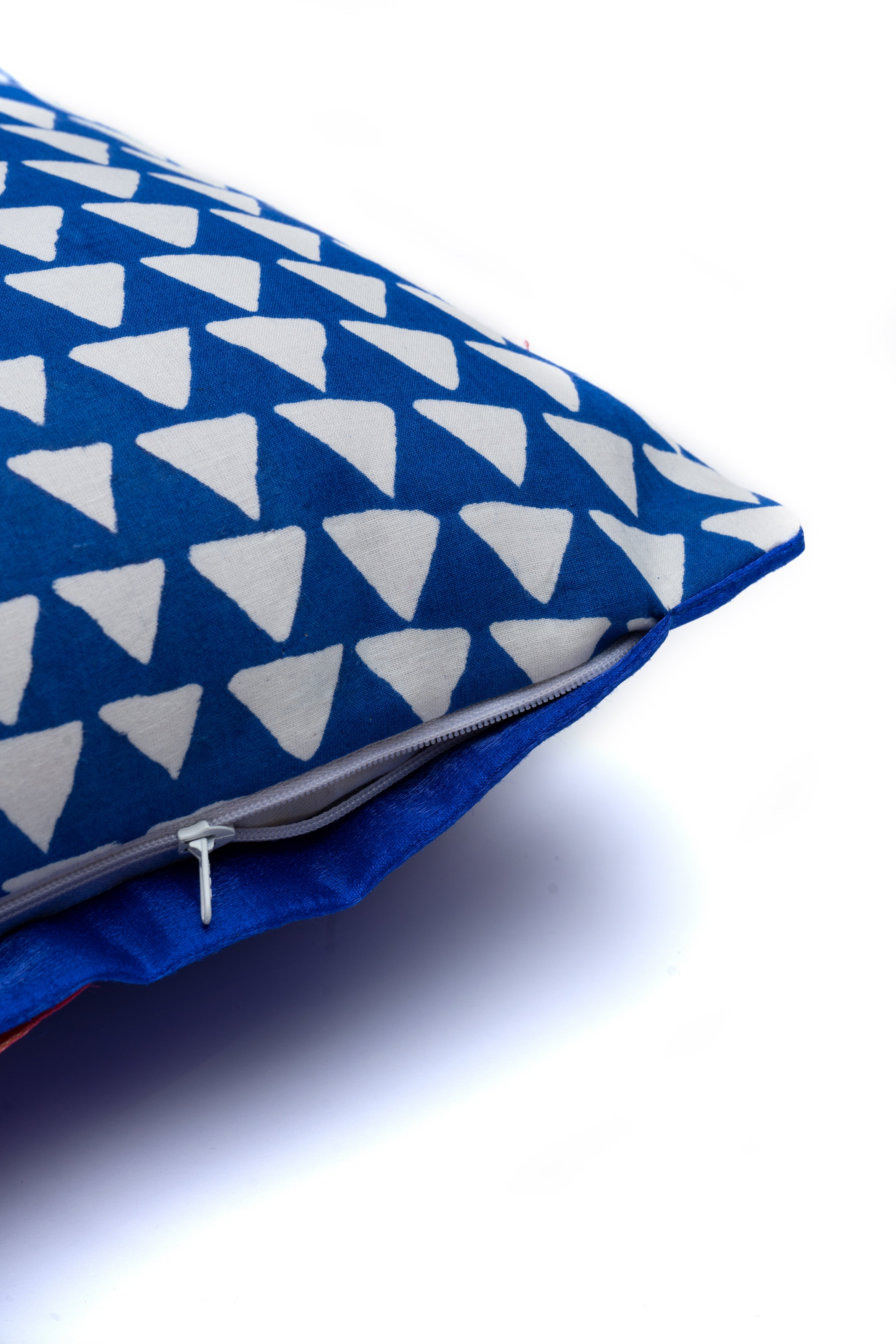 Blue Triangle Print Cushion Cover