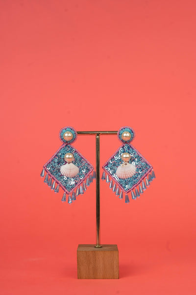 Shell & pearl beaded handcrafted earrings