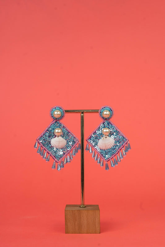 Shell & pearl beaded handcrafted earrings