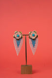 Blue And Pink Geometric Beaded Handcrafted Earrings